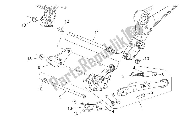 All parts for the Central Stand of the Aprilia NA 850 Mana GT 2009