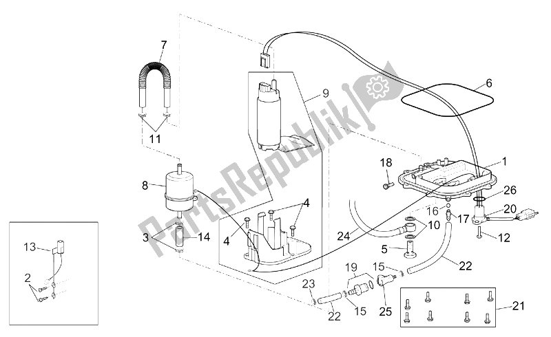 Alle Teile für das Racing 2003 Kraftstoffpumpe des Aprilia RSV Tuono 1000 2002