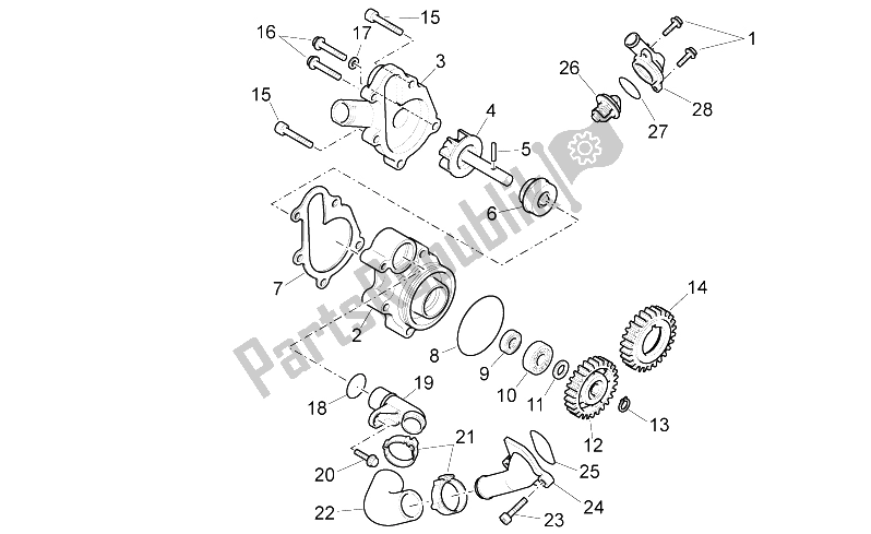 All parts for the Water Pump of the Aprilia Pegaso Strada Trail 650 IE 2005