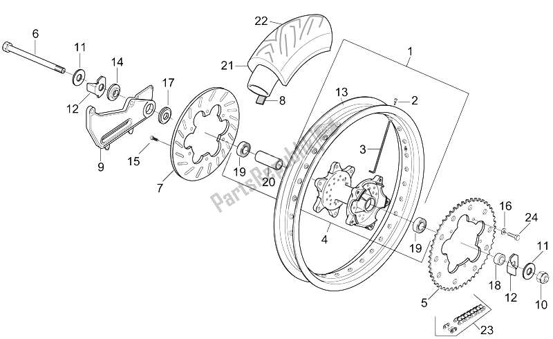 Todas las partes para Rueda Trasera - Supermotard de Aprilia MX 50 2002