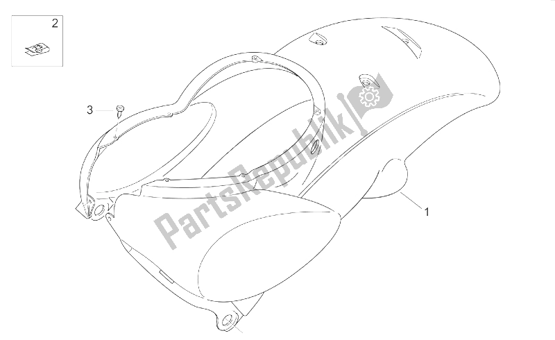 Alle onderdelen voor de Achterlichaam I - Achterkuip van de Aprilia Scarabeo 100 2T ENG Minarelli 2000
