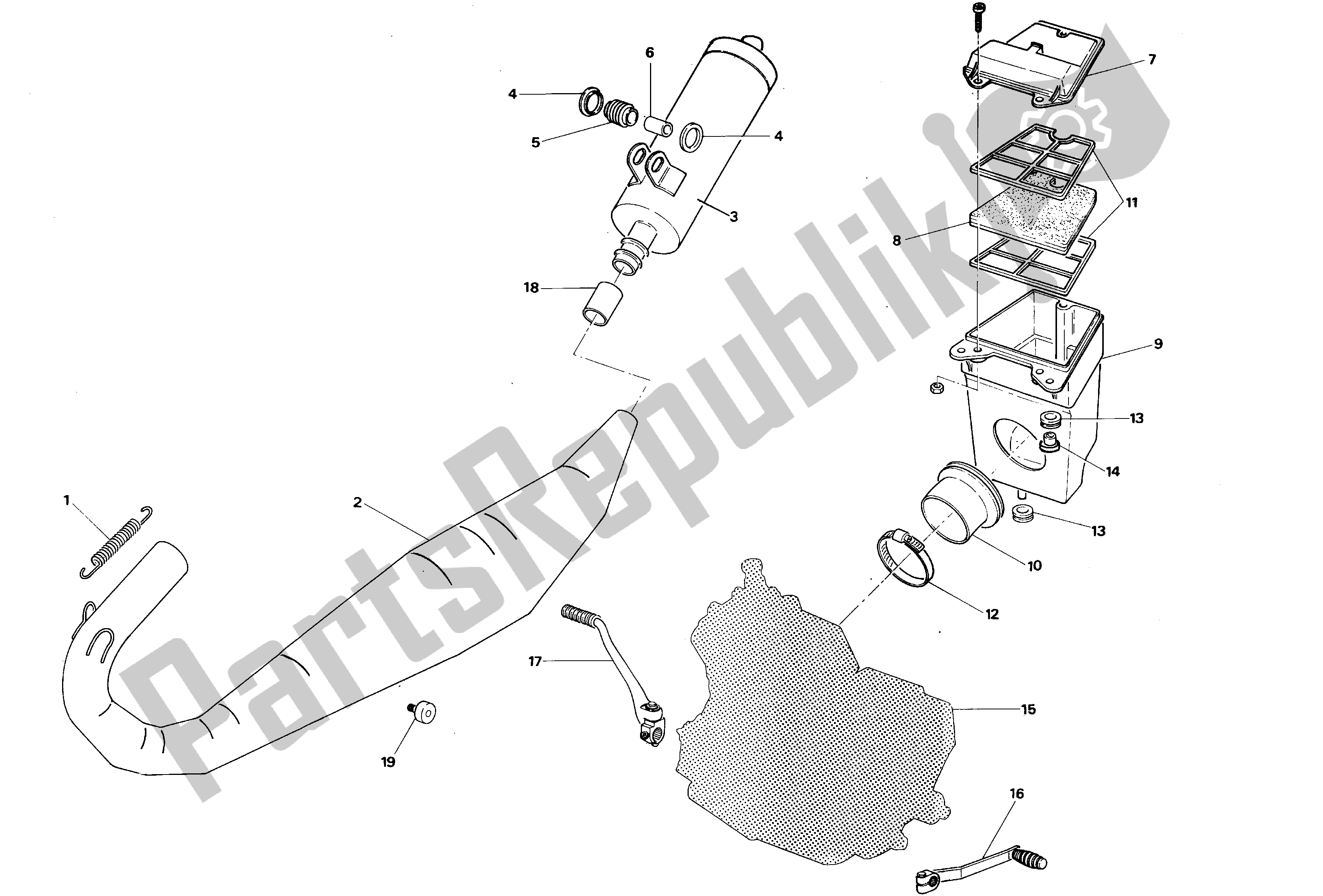 Todas las partes para Conjunto De Escape de Aprilia AF1 50 1986 - 1988