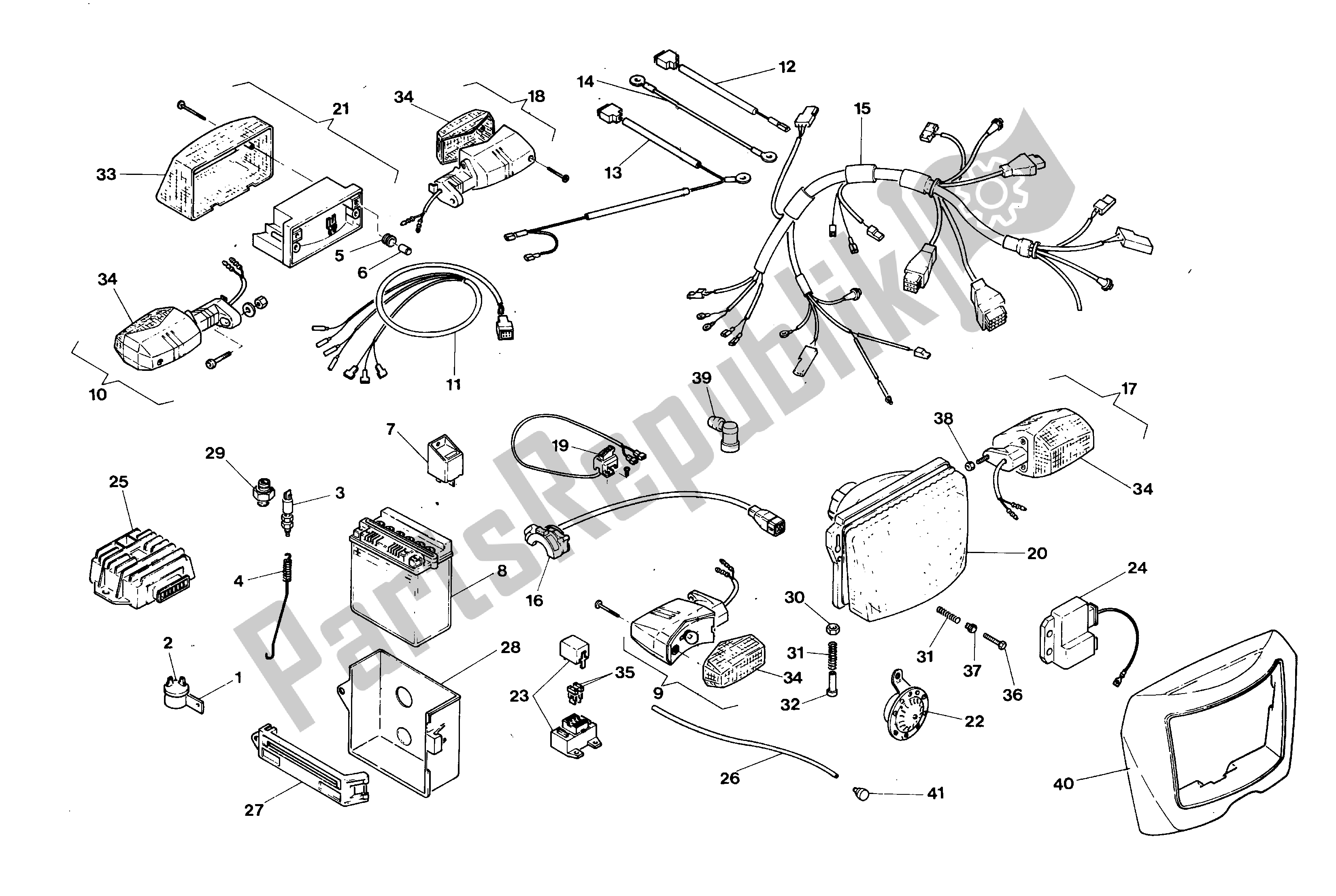 All parts for the Electrical System - Electric Starter of the Aprilia AF1 50 1986 - 1988