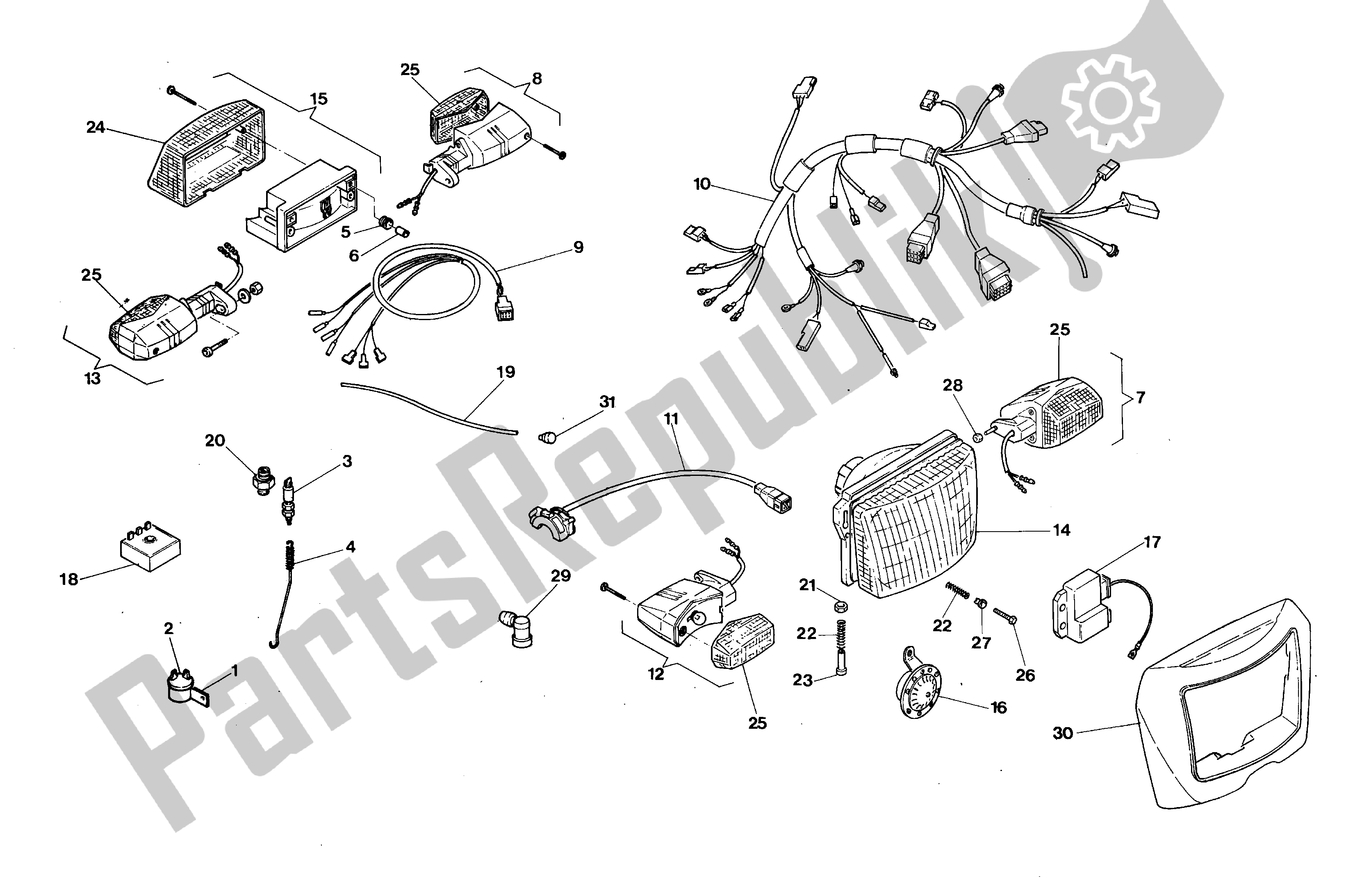 Todas as partes de Sistema Elétrico - Kick Starter do Aprilia AF1 50 1986 - 1988