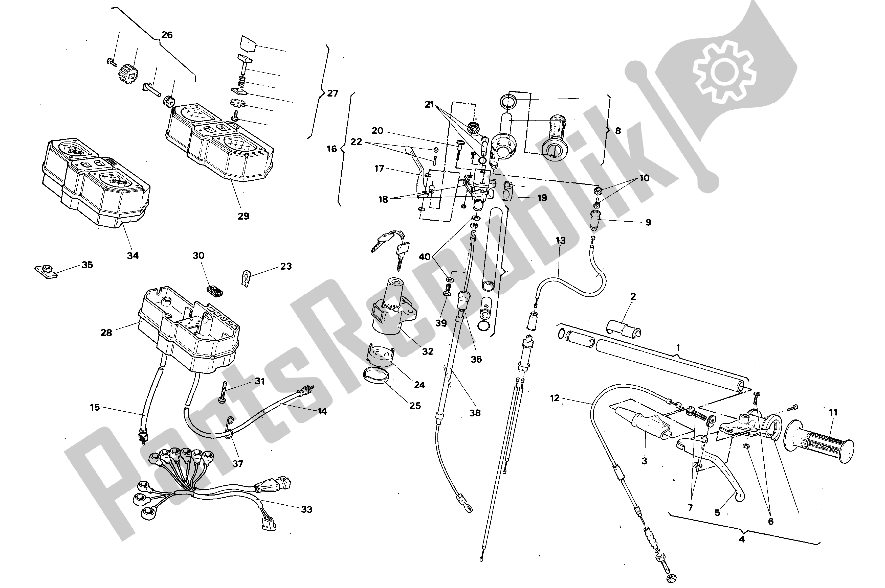 All parts for the Handle Bars And Commands of the Aprilia AF1 50 1986 - 1988