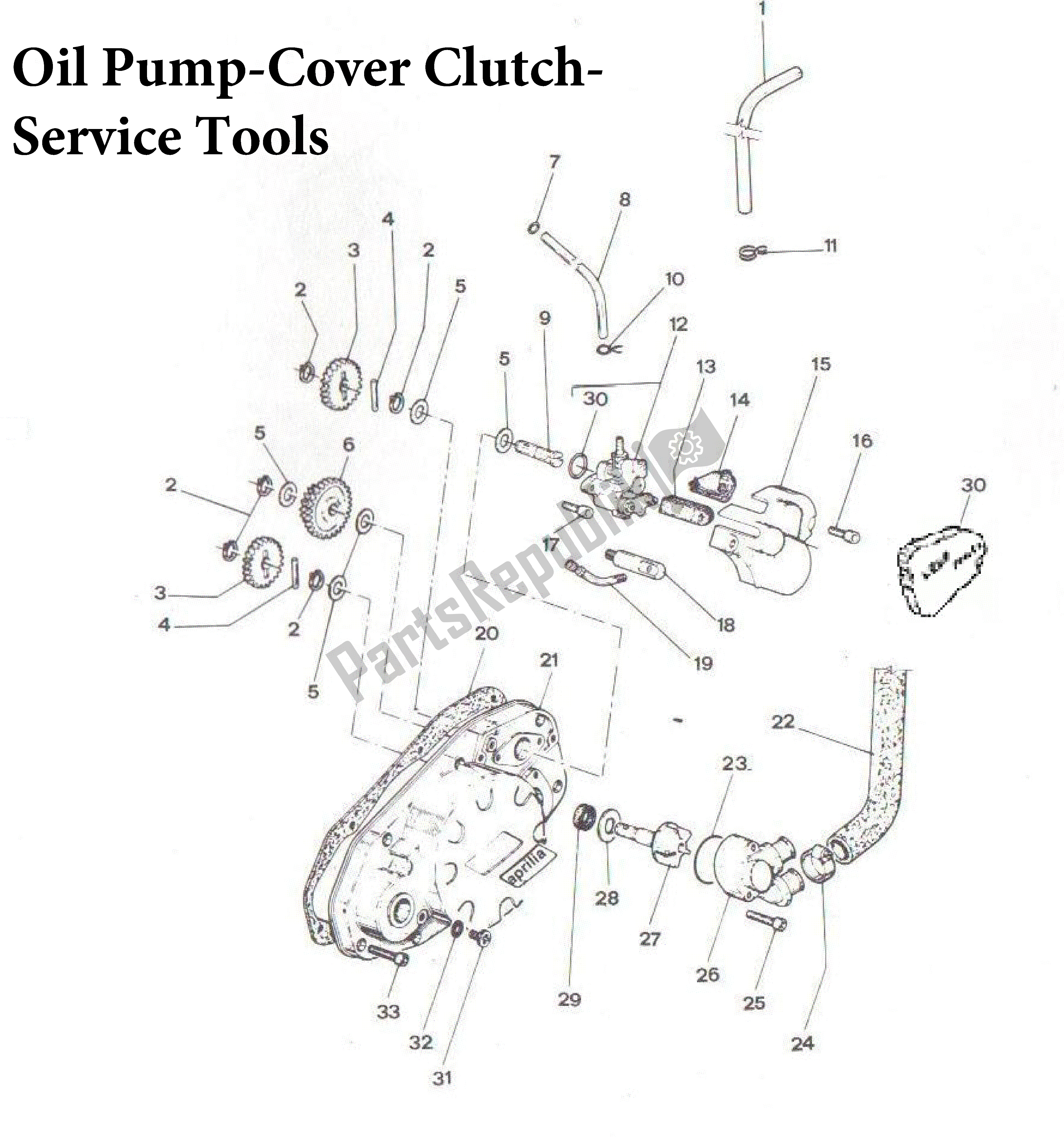 All parts for the Oil Pump-cover Clutch-service Tools of the Aprilia AF1 50 1986 - 1988