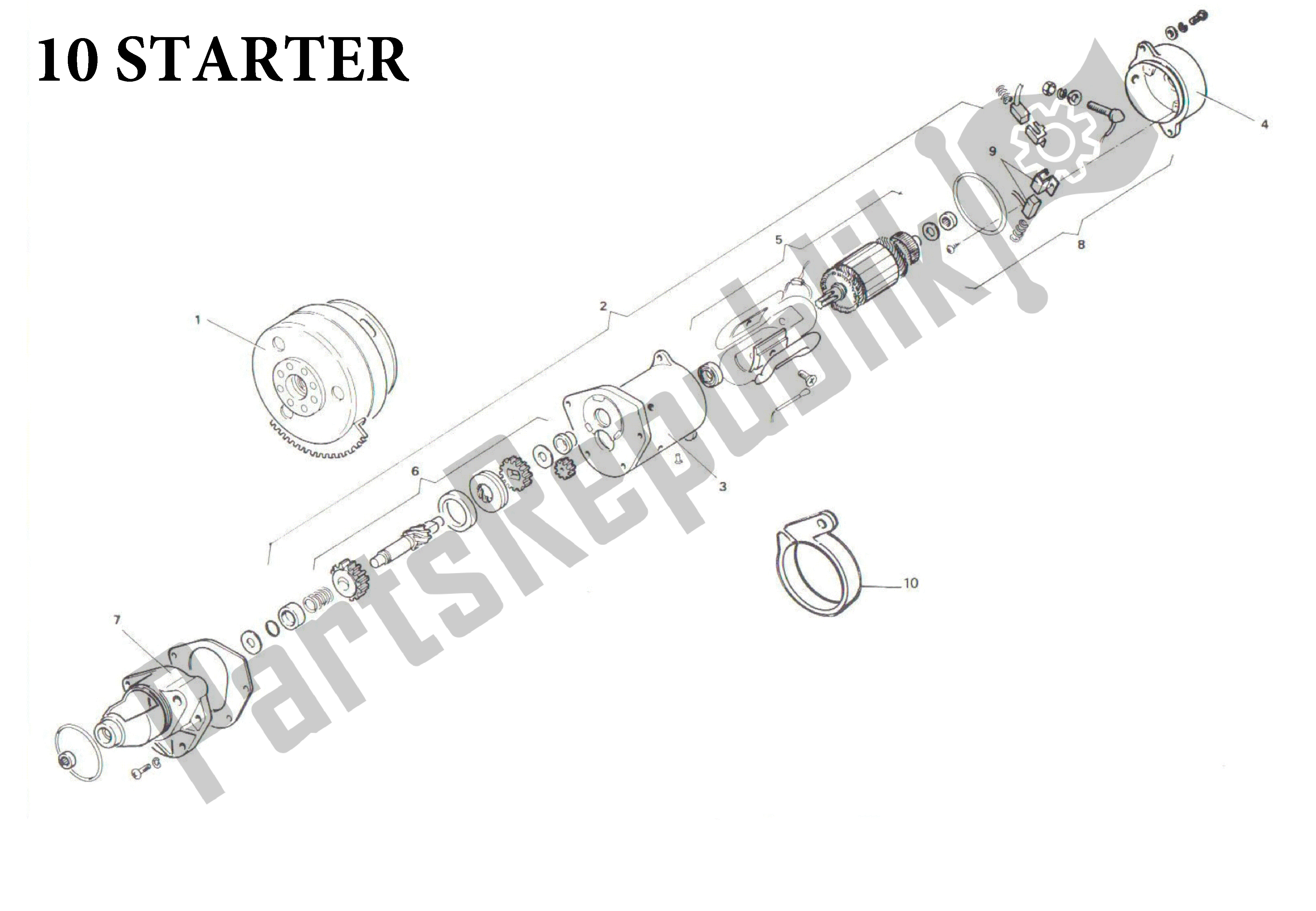 All parts for the 10 Starter of the Aprilia AF1 50 1986 - 1988