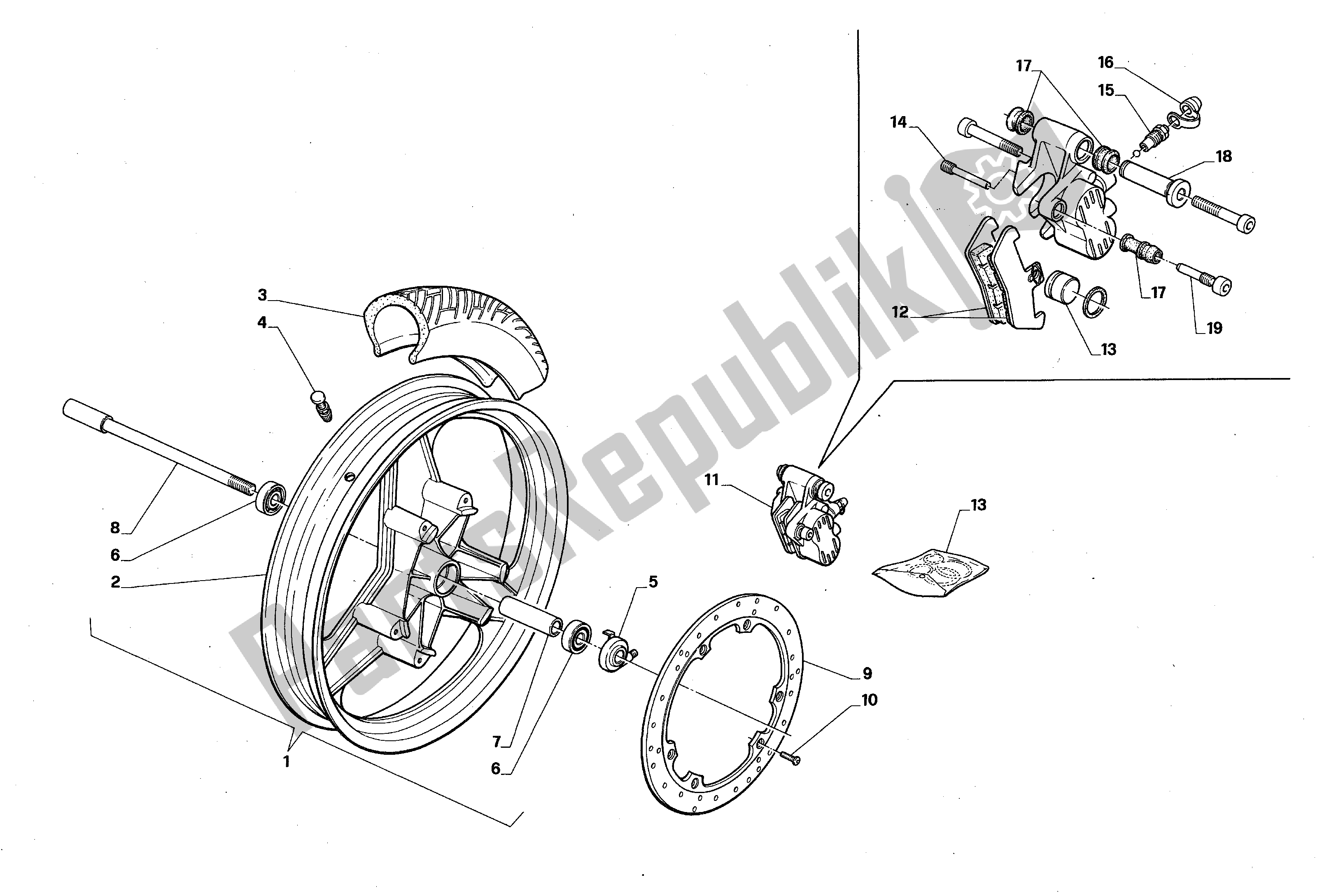 Todas las partes para Rueda Delantera de Aprilia AF1 125 1987