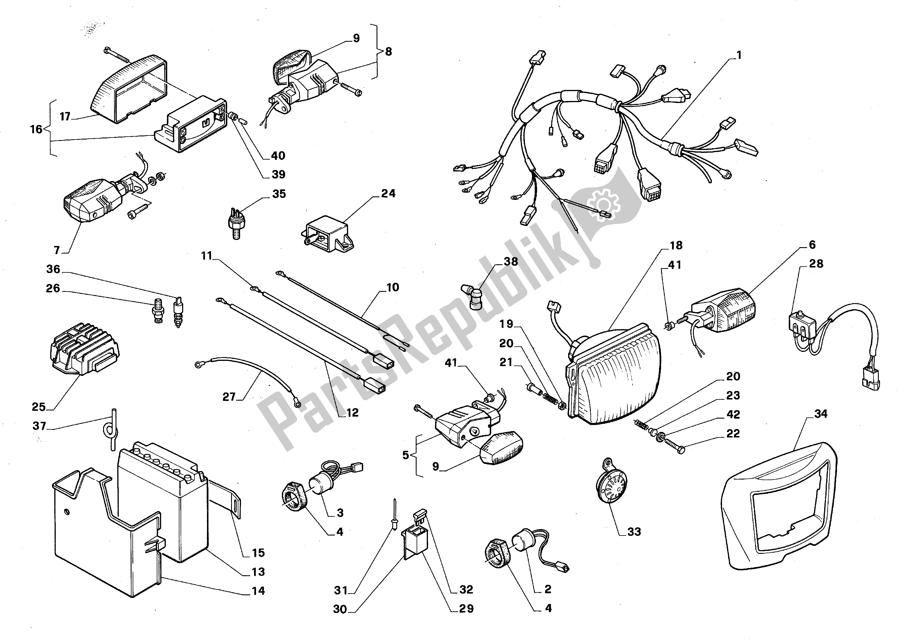 All parts for the Electrical System of the Aprilia AF1 125 1987