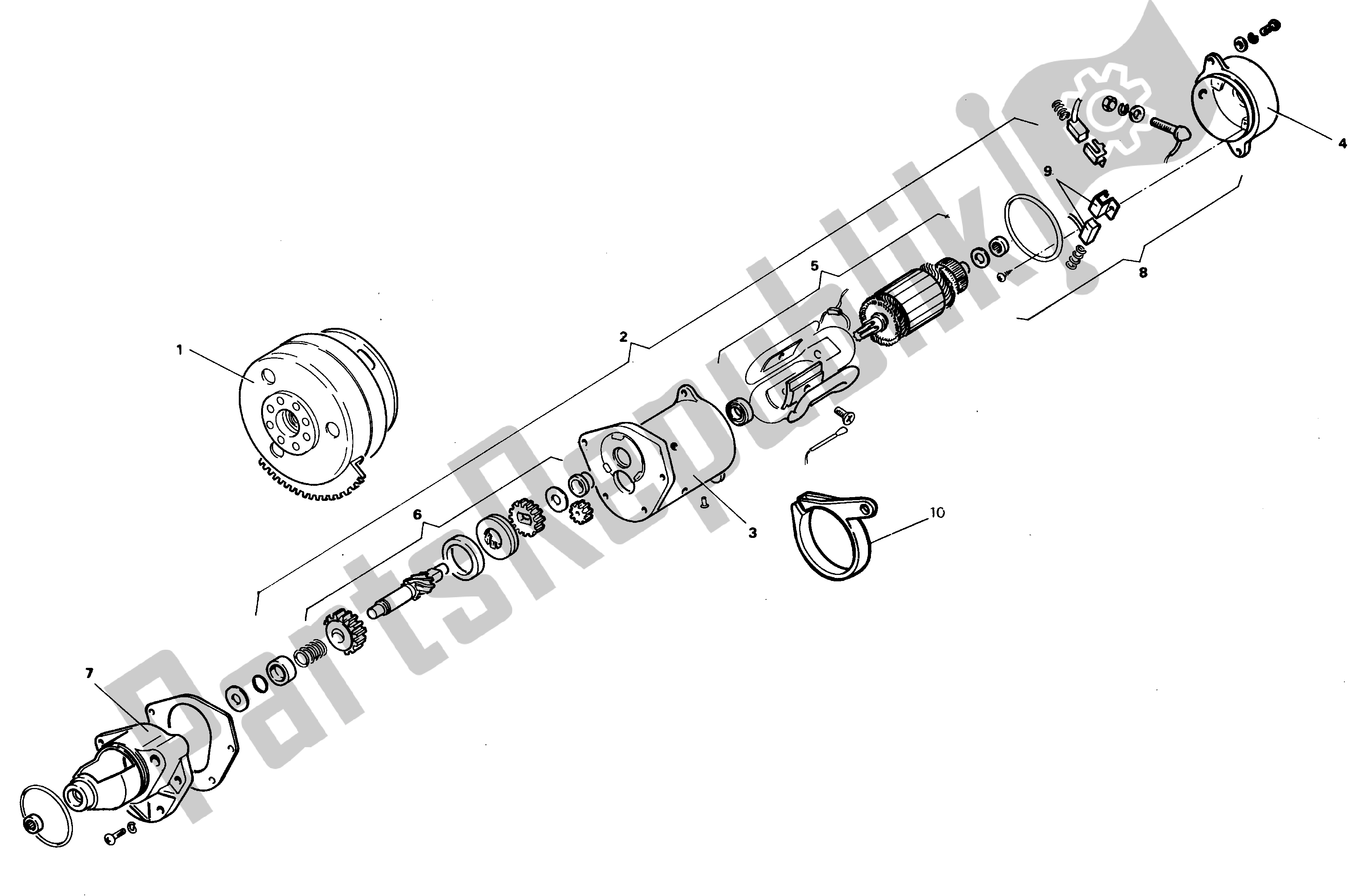 All parts for the Starter of the Aprilia AF1 50 1988