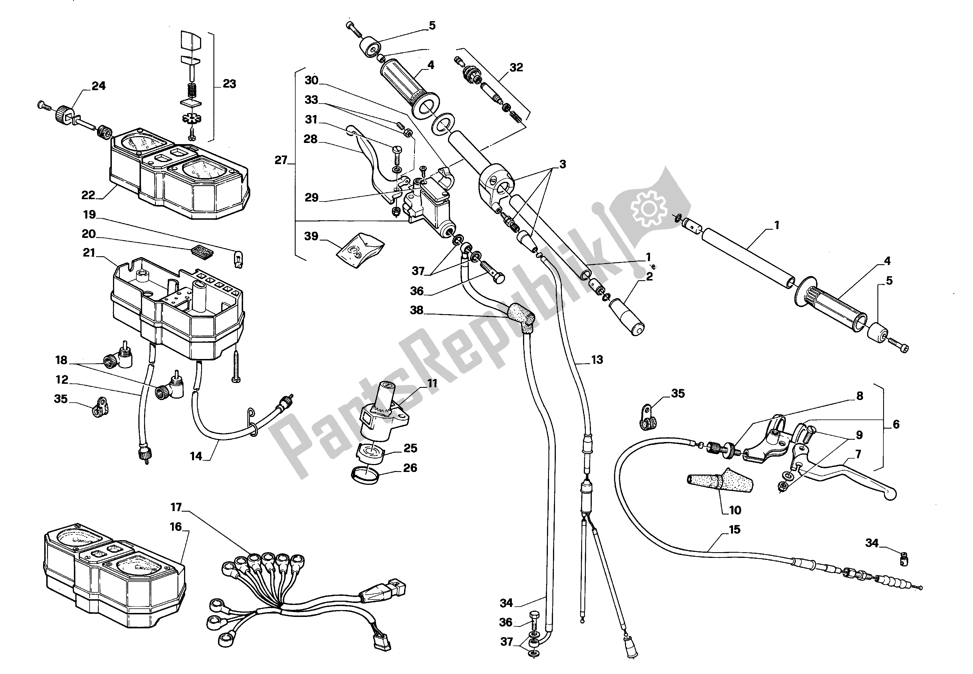 All parts for the Handle Bars And Commands of the Aprilia AF1 50 1988
