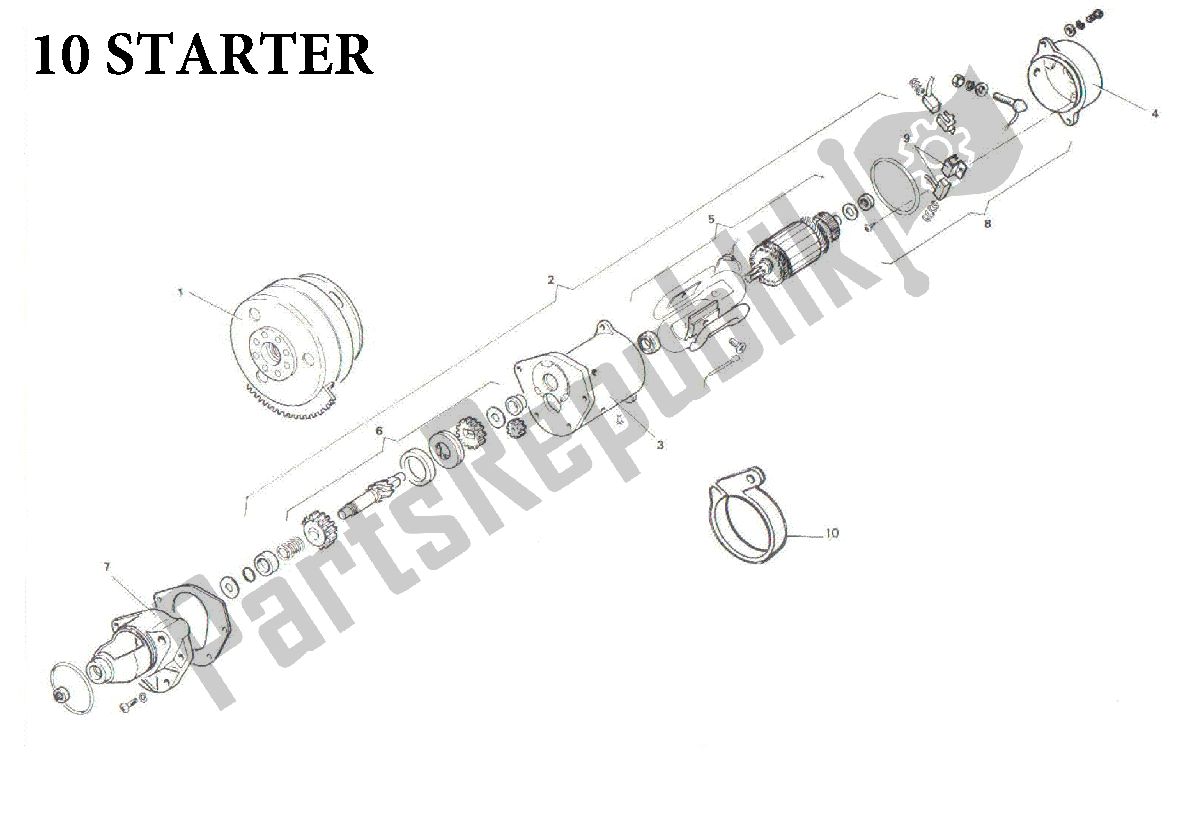 All parts for the 10 Starter of the Aprilia AF1 50 1988