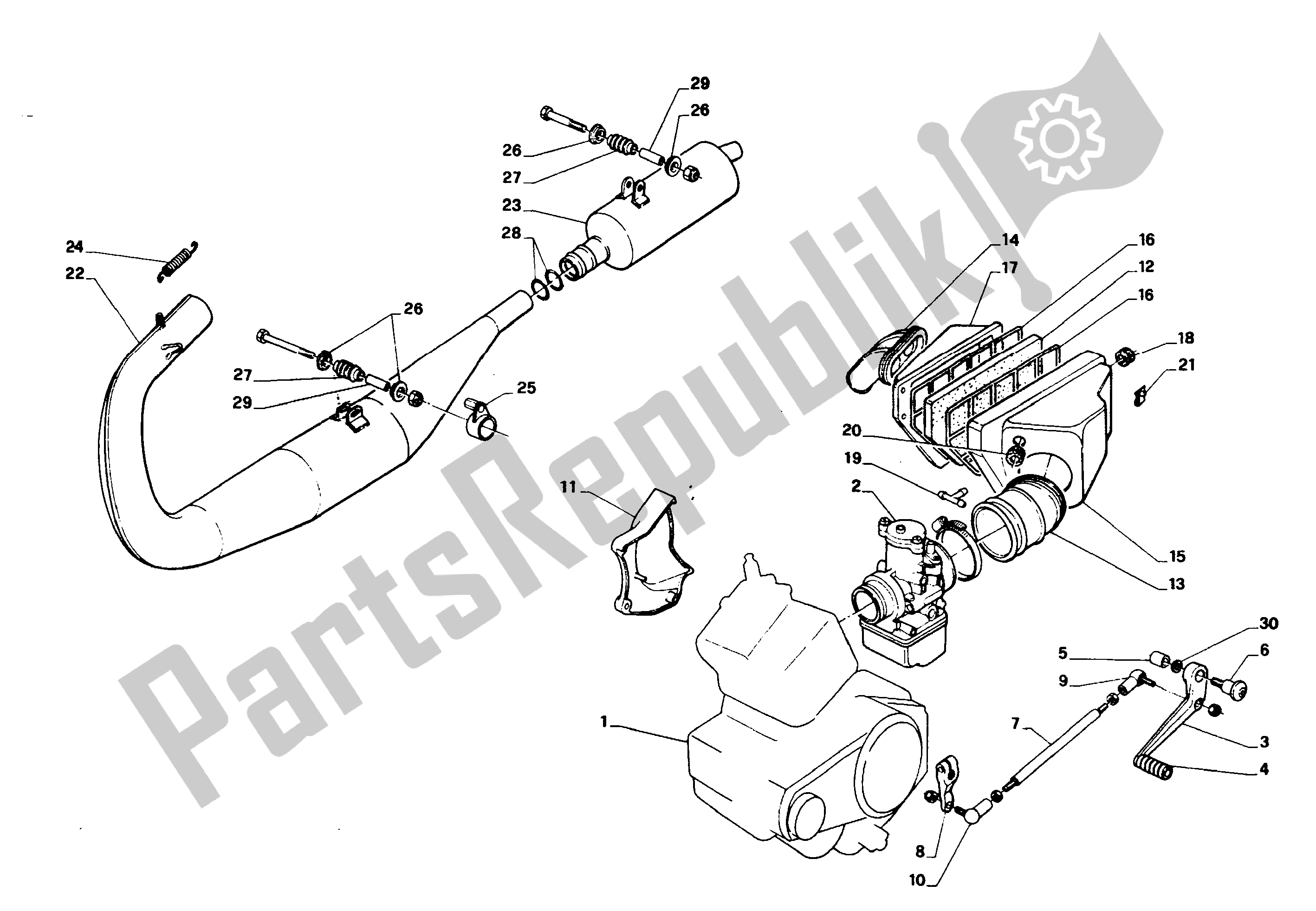 Todas as partes de Conjunto De Exaustão do Aprilia AF1 125 1988