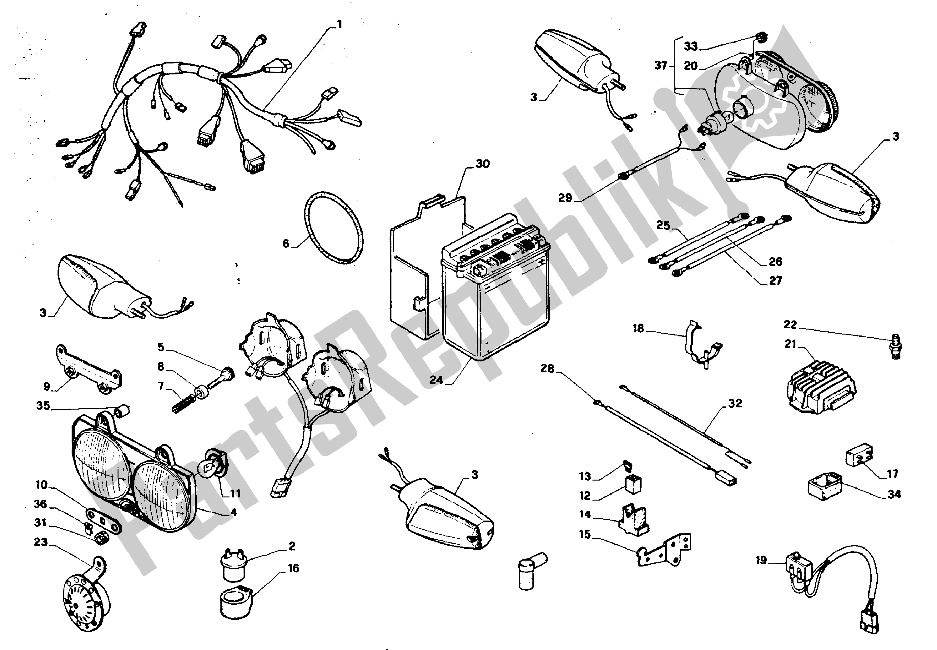 All parts for the Electrical System of the Aprilia AF1 125 1988