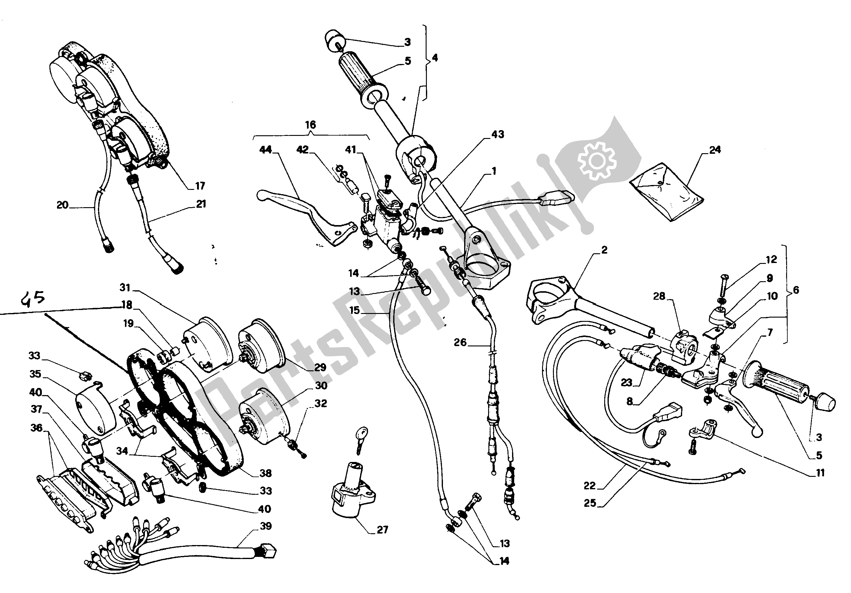 Toutes les pièces pour le Poignées Et Commandes du Aprilia AF1 125 1988