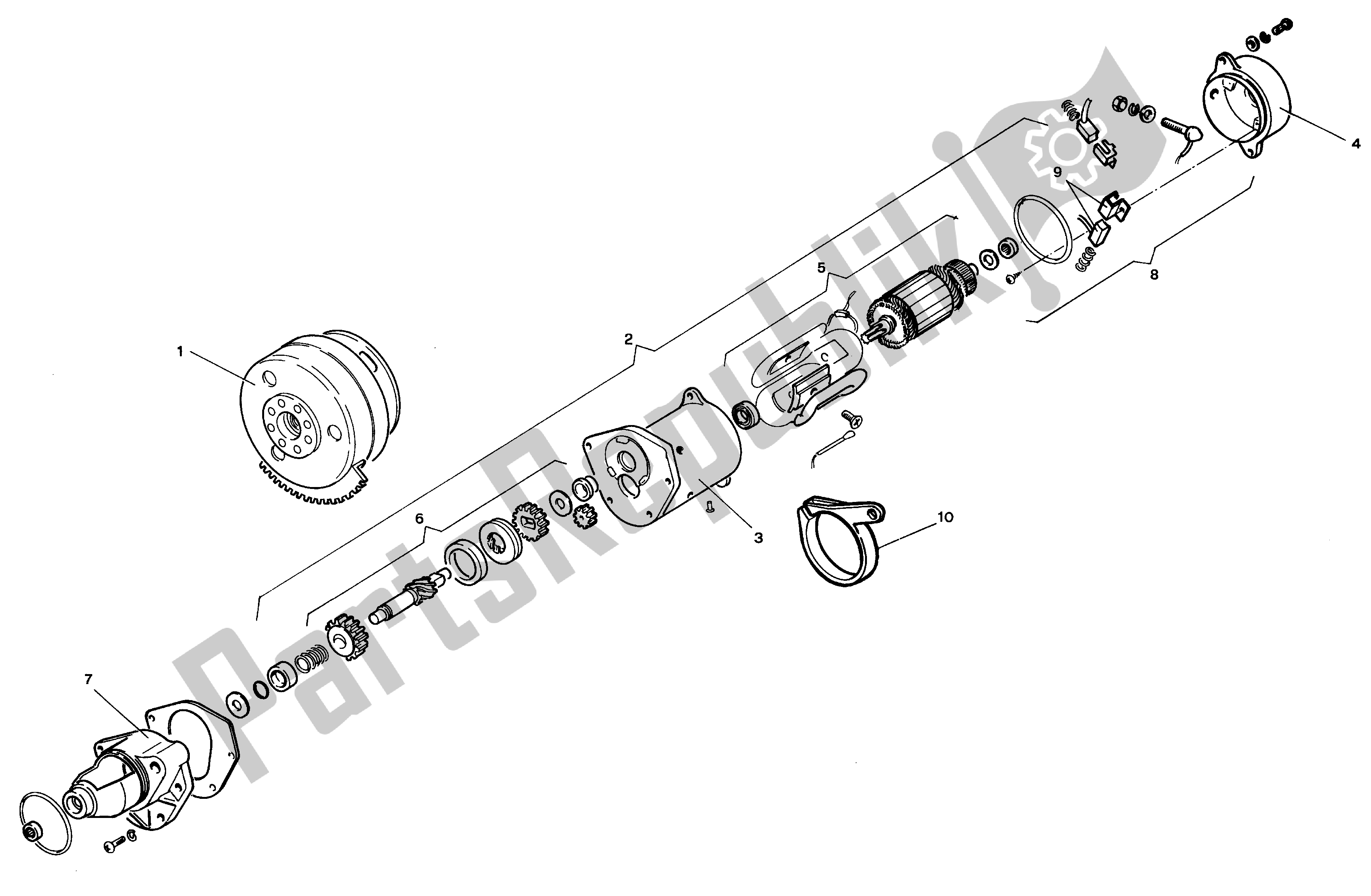 All parts for the Starter of the Aprilia AF1 50 1989