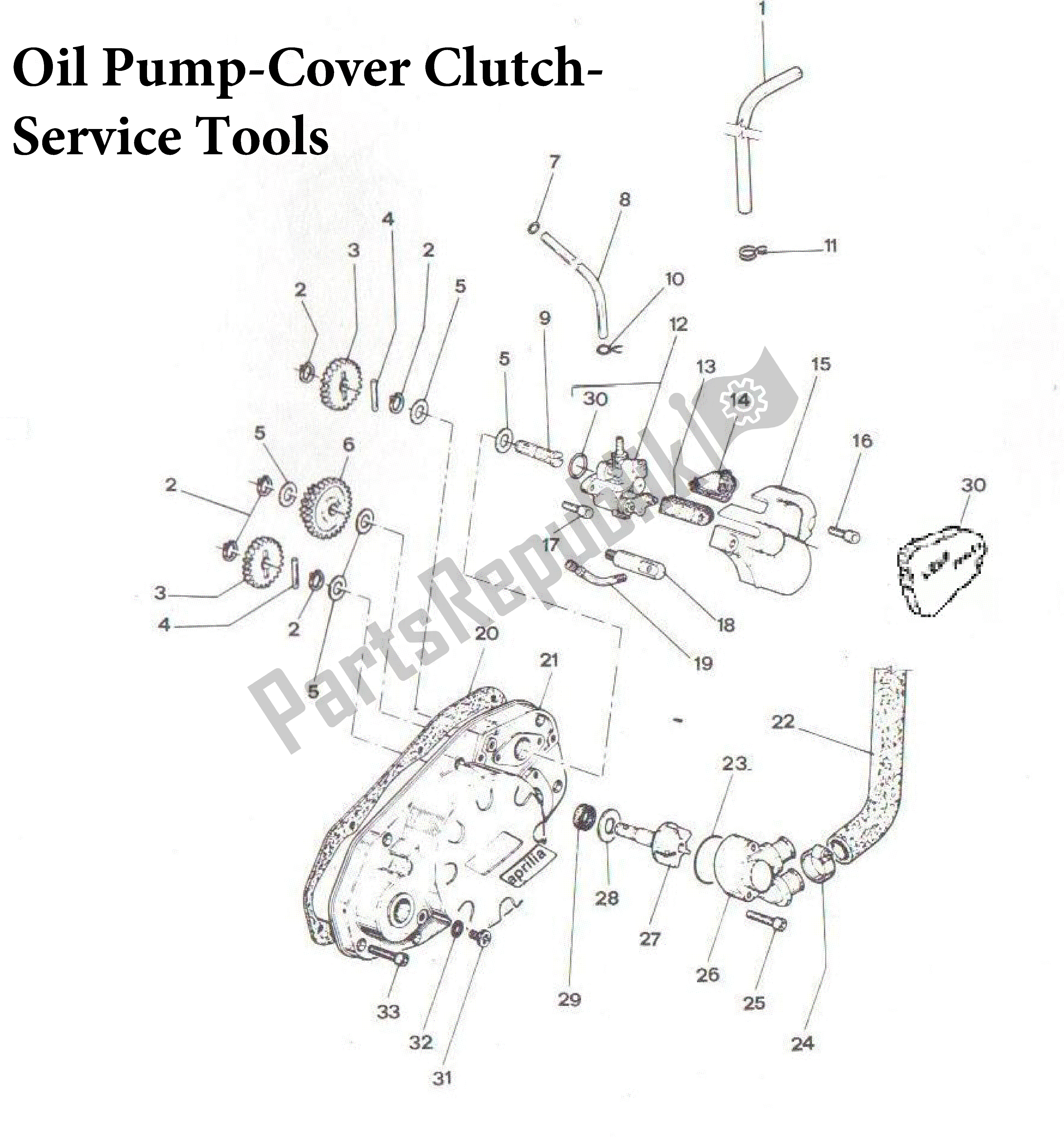 All parts for the Oil Pump-cover Clutch-service Tools of the Aprilia AF1 50 1989