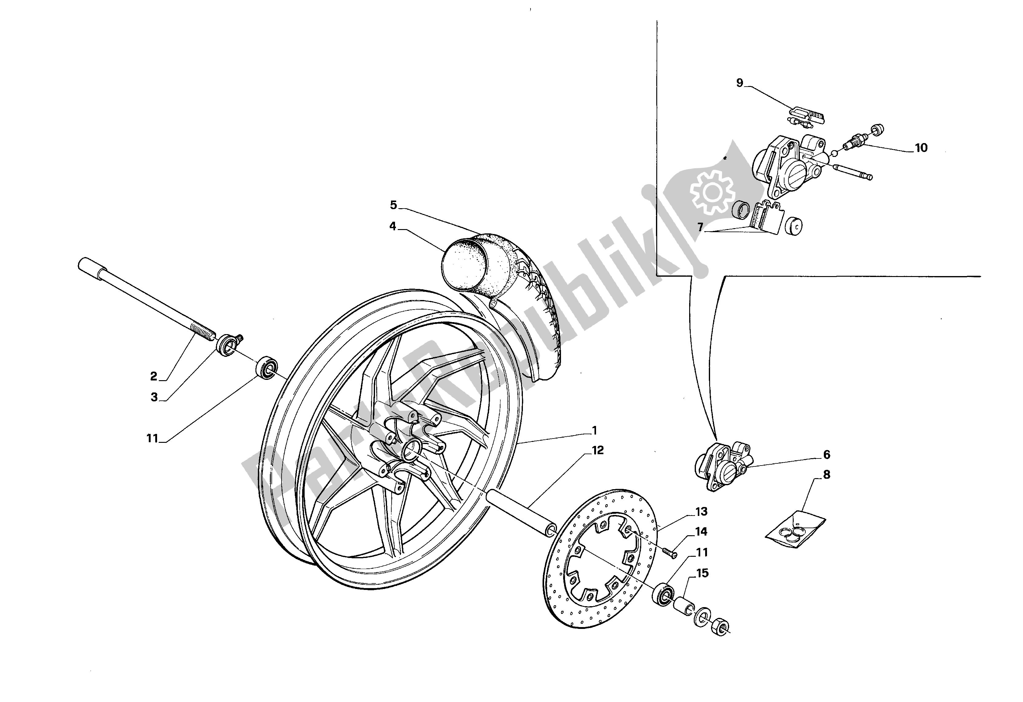 Alle Teile für das Vorderrad des Aprilia AF1 50 1989