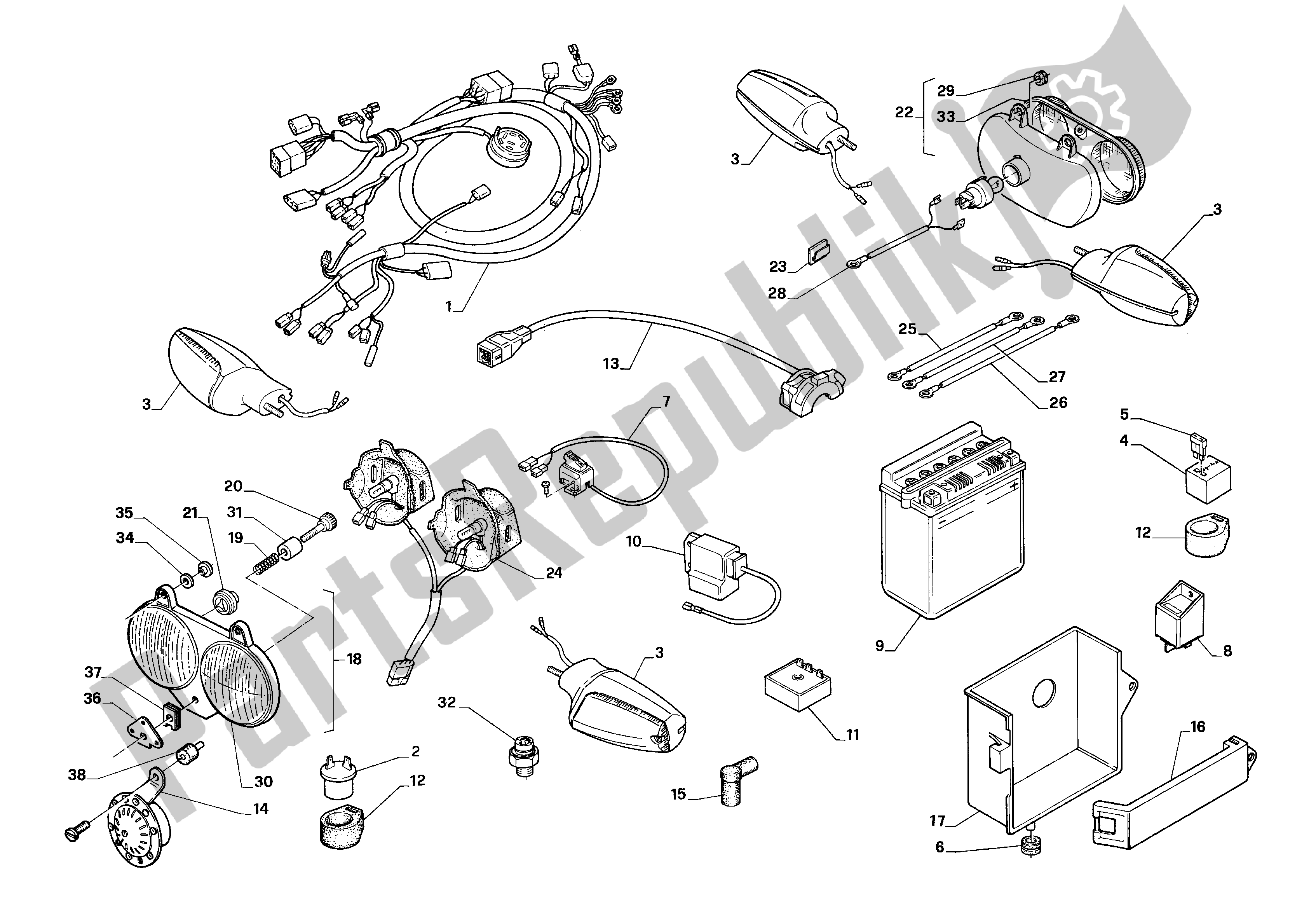 Tutte le parti per il Sistema Elettrico del Aprilia AF1 50 1989