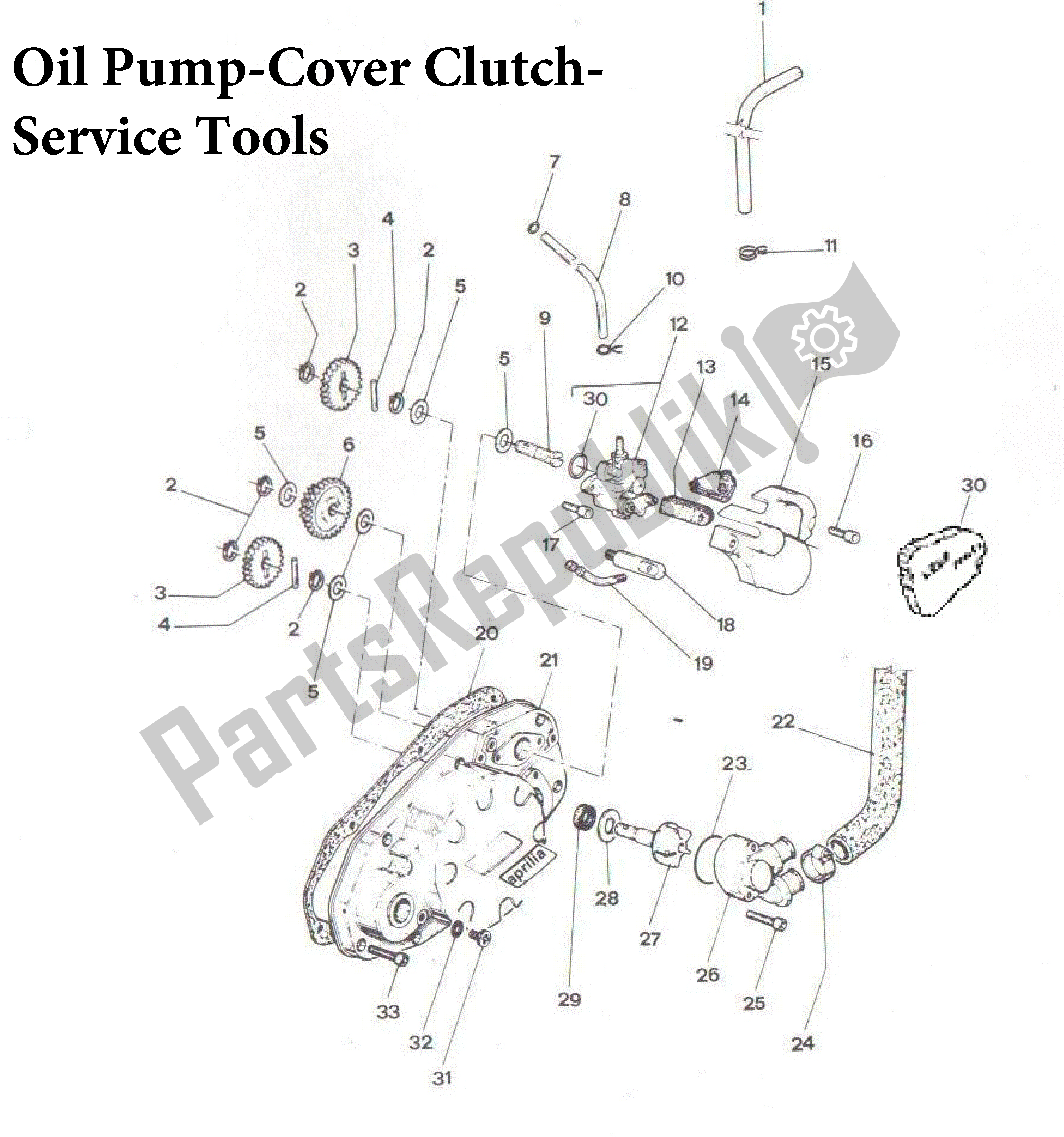 All parts for the Oil Pump-cover Clutch-service Tools of the Aprilia AF1 50 1989