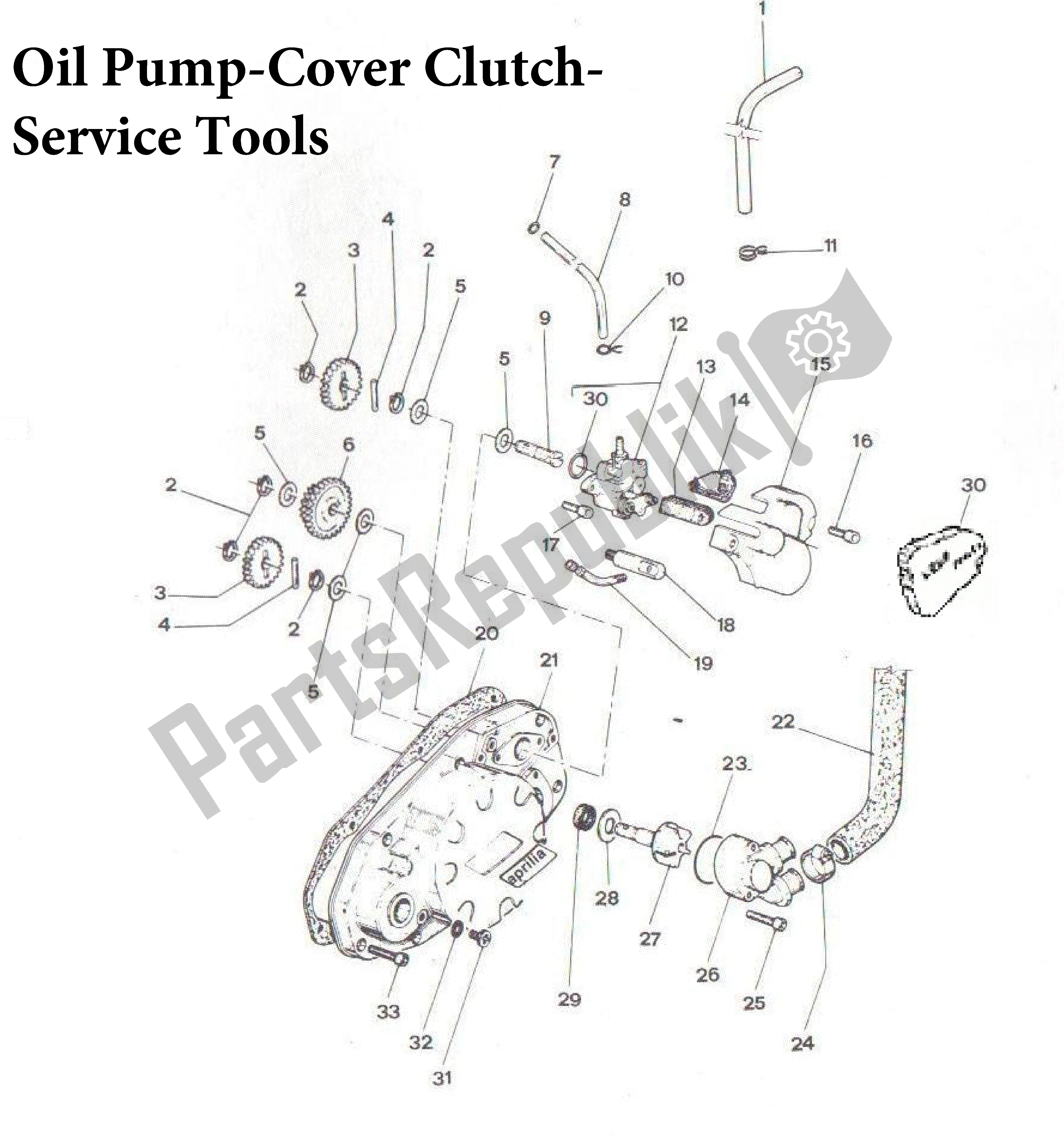 All parts for the Oil Pump-cover Clutch-service Tools of the Aprilia AF1 50 1989