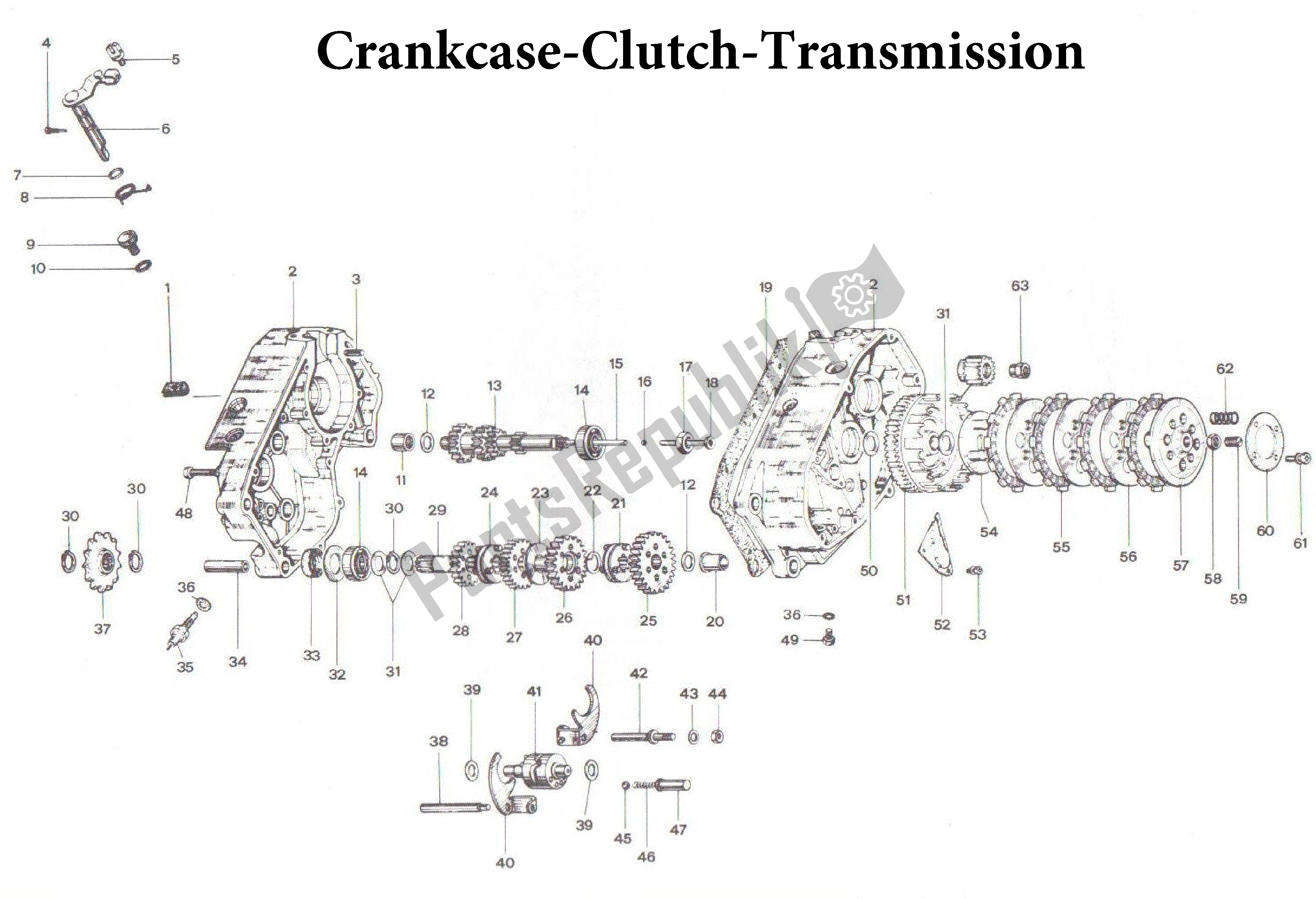 Toutes les pièces pour le Carter-embrayage-transmission du Aprilia AF1 50 1989