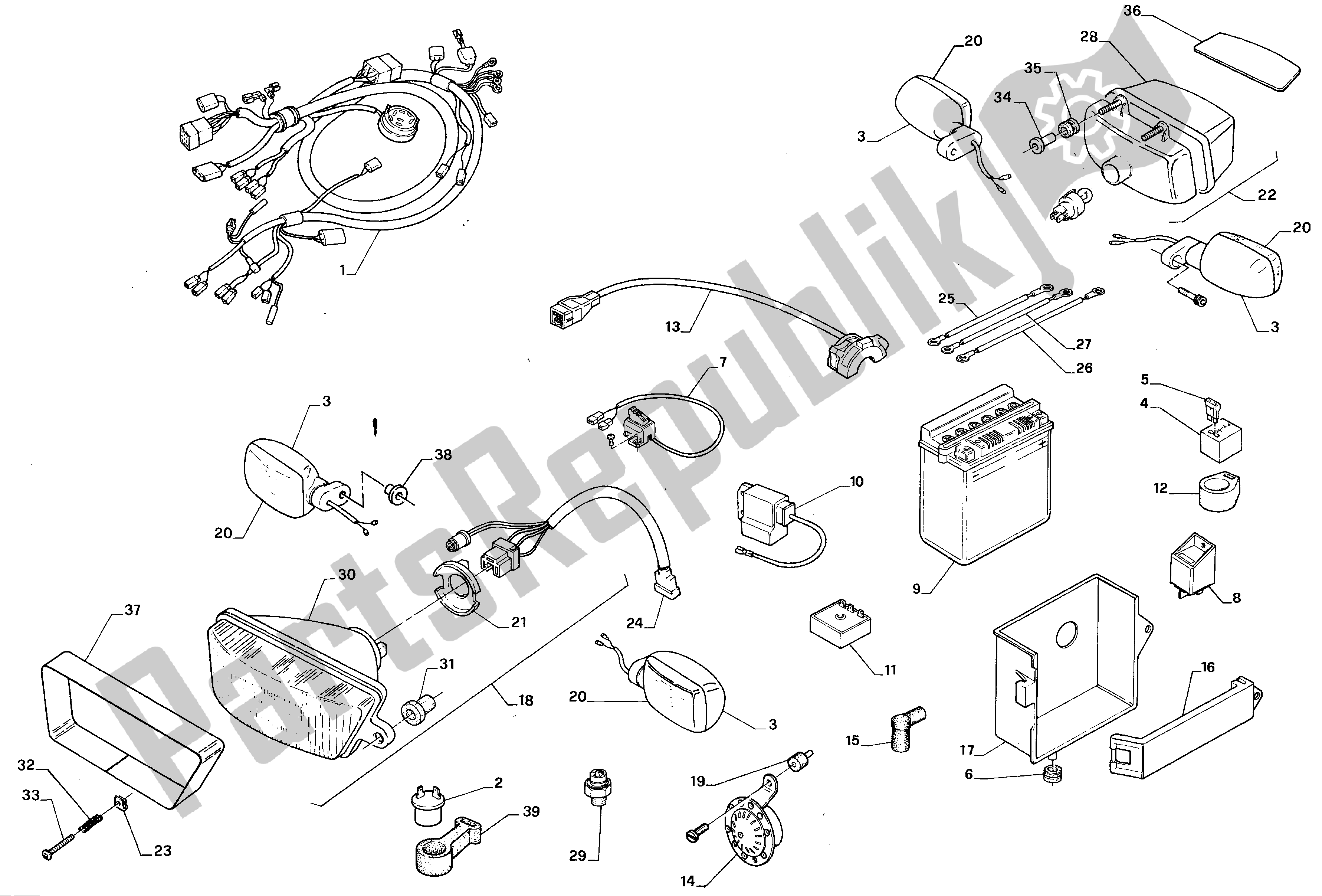 All parts for the Electrical System of the Aprilia AF1 50 1990