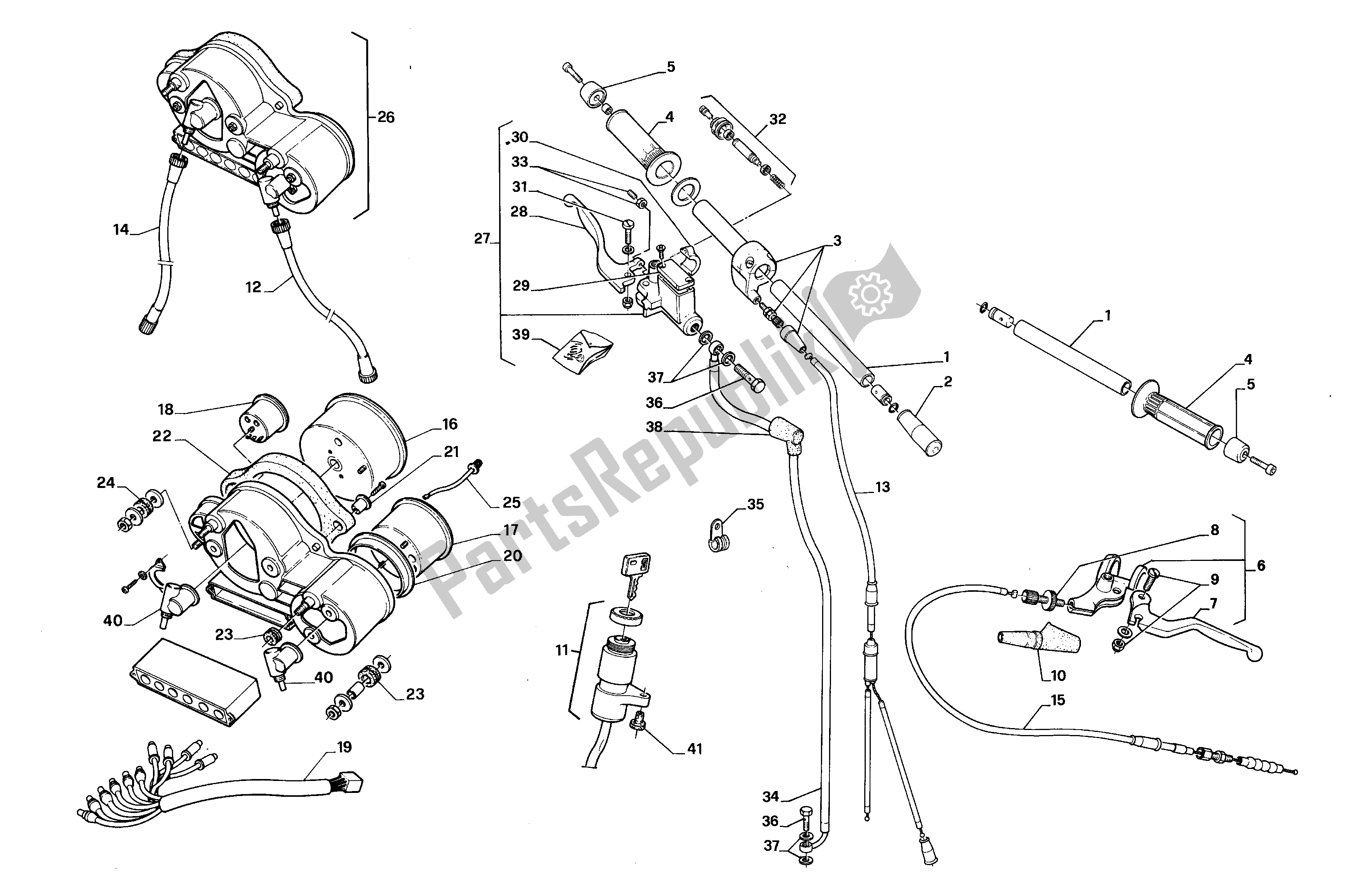 All parts for the Handle Bars And Commands of the Aprilia AF1 50 1990