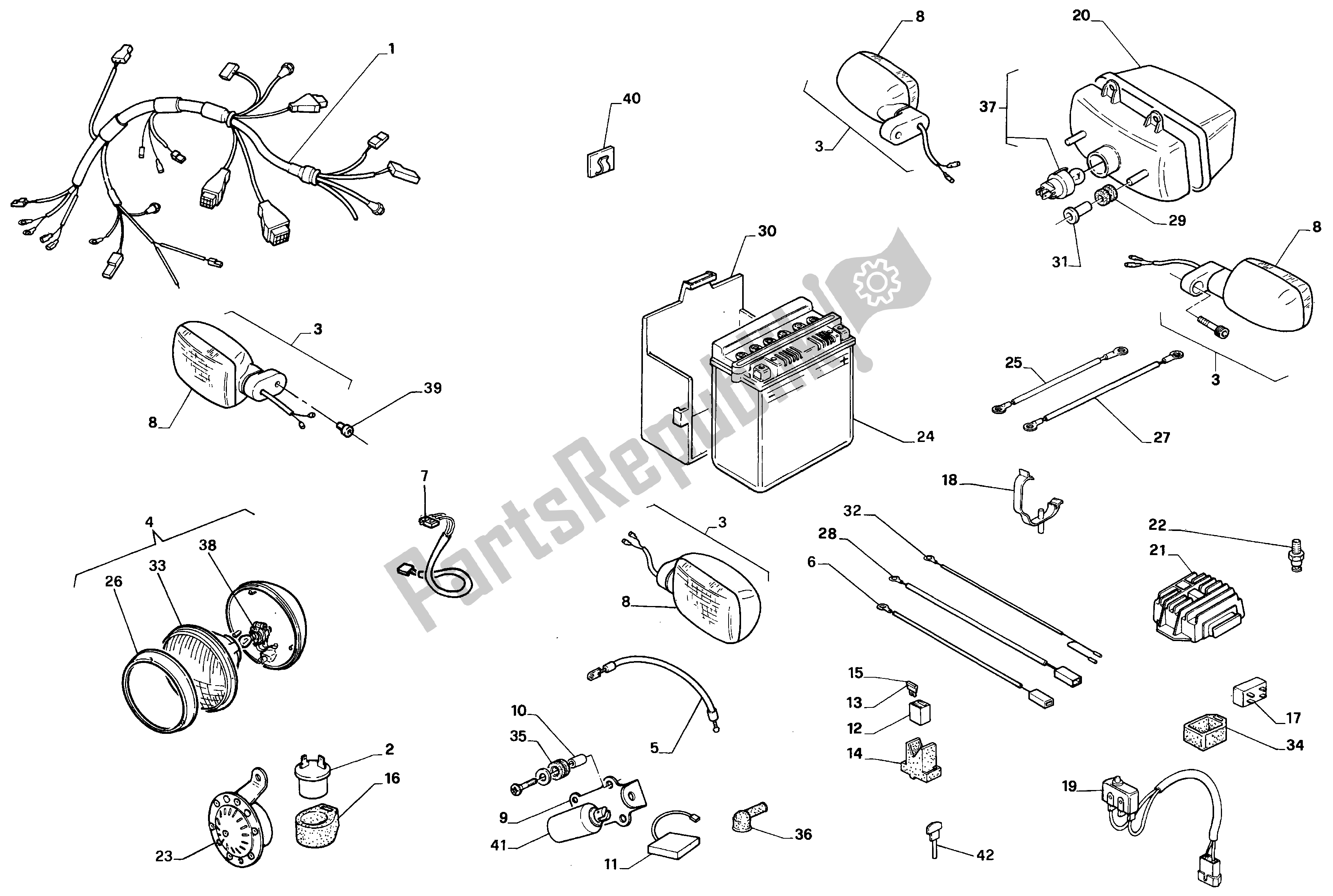 All parts for the Electrical System of the Aprilia AF1 125 1990 - 1991