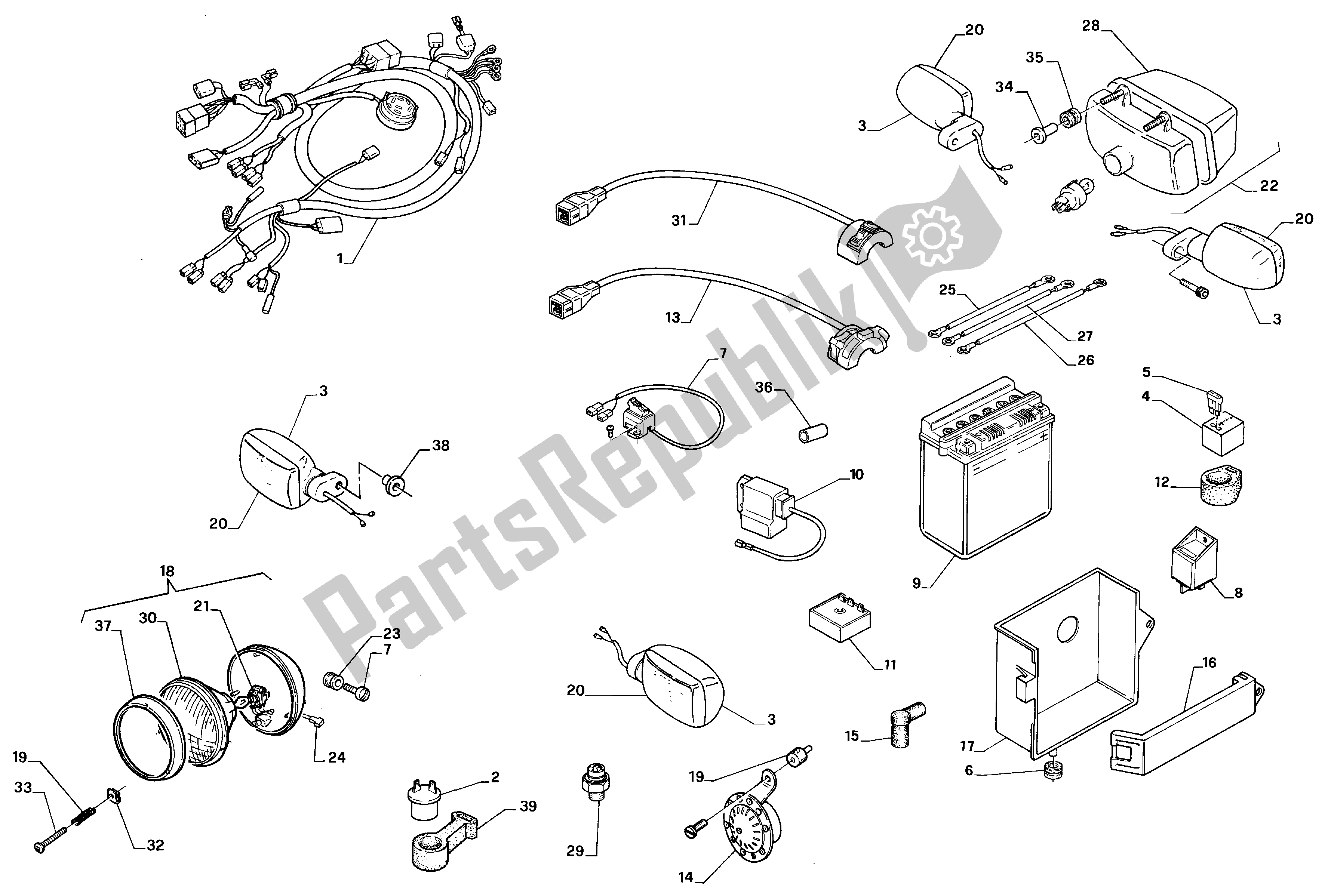 All parts for the Electrical System of the Aprilia AF1 50 1990