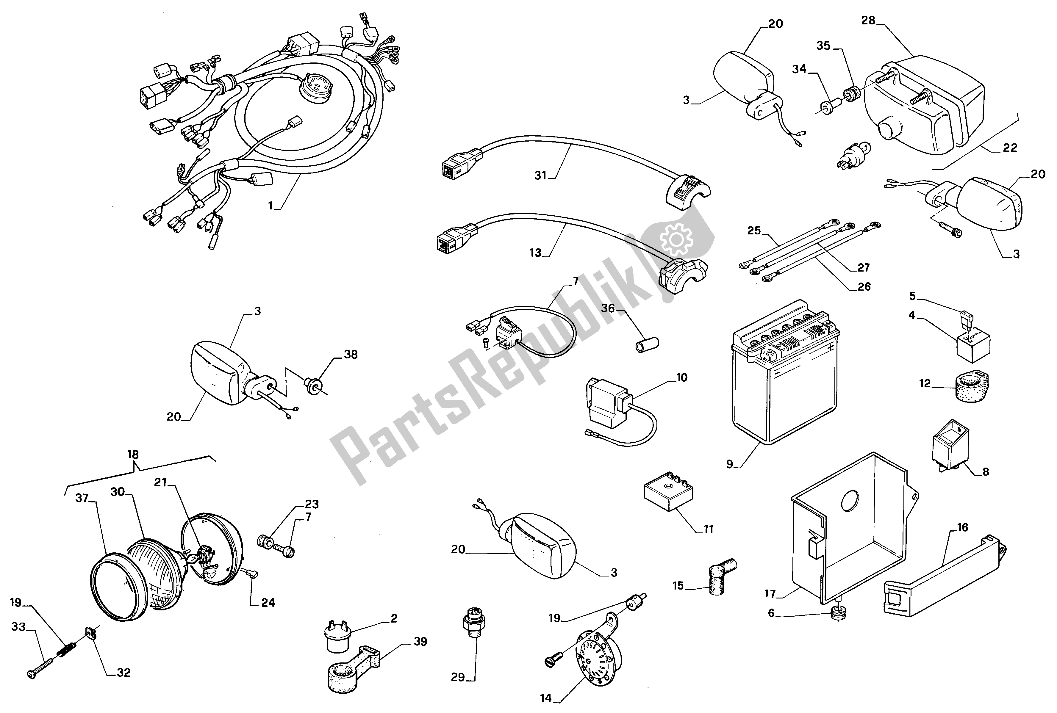 Toutes les pièces pour le Système électrique du Aprilia AF1 50 1990