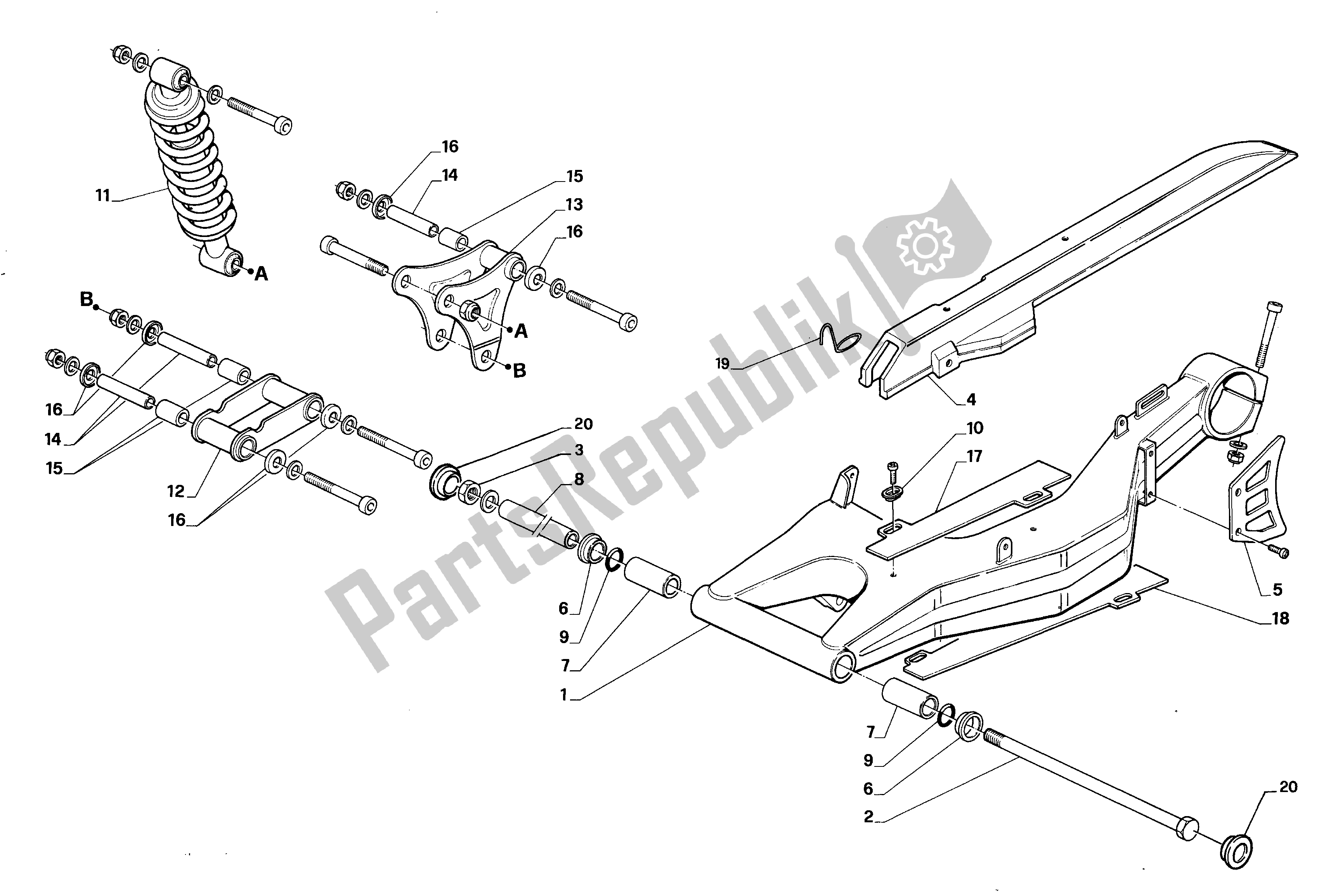 Toutes les pièces pour le Fourche Et Suspension Arrière du Aprilia AF1 50 1990