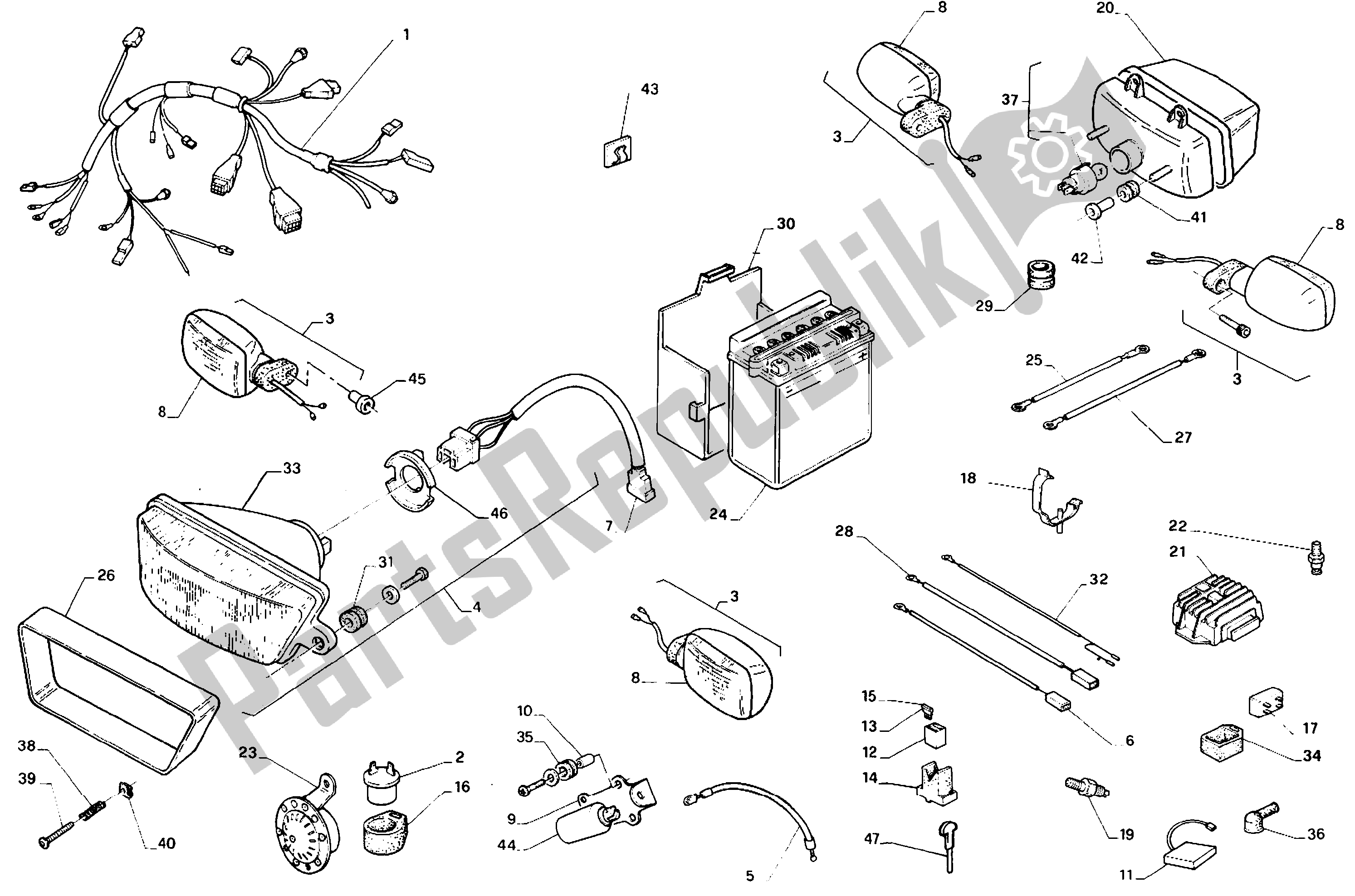 All parts for the Electrical System of the Aprilia AF1 125 1990 - 1992
