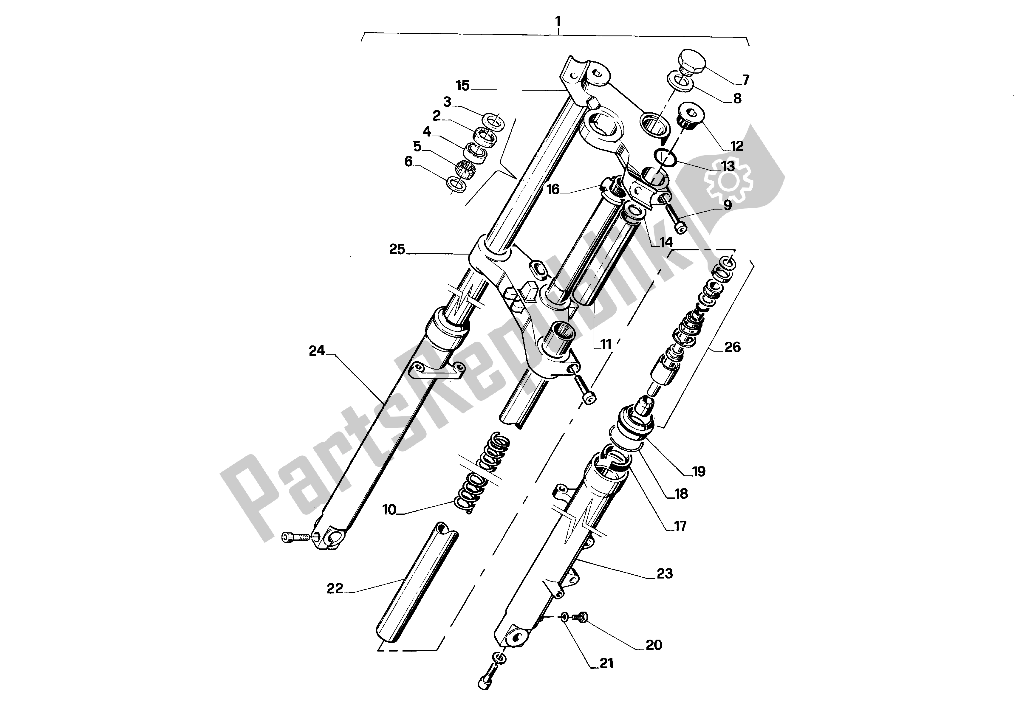 Todas las partes para Tenedor Frontal de Aprilia AF1 50 1991