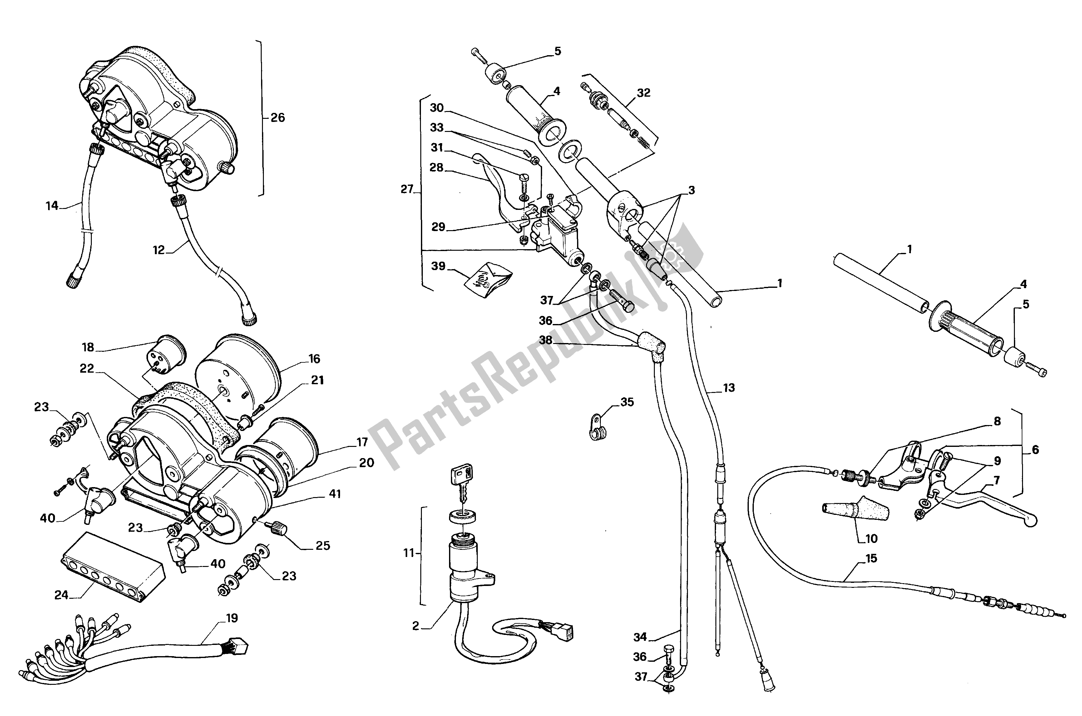 Todas las partes para Manejar Barras Y Comandos de Aprilia AF1 50 1991