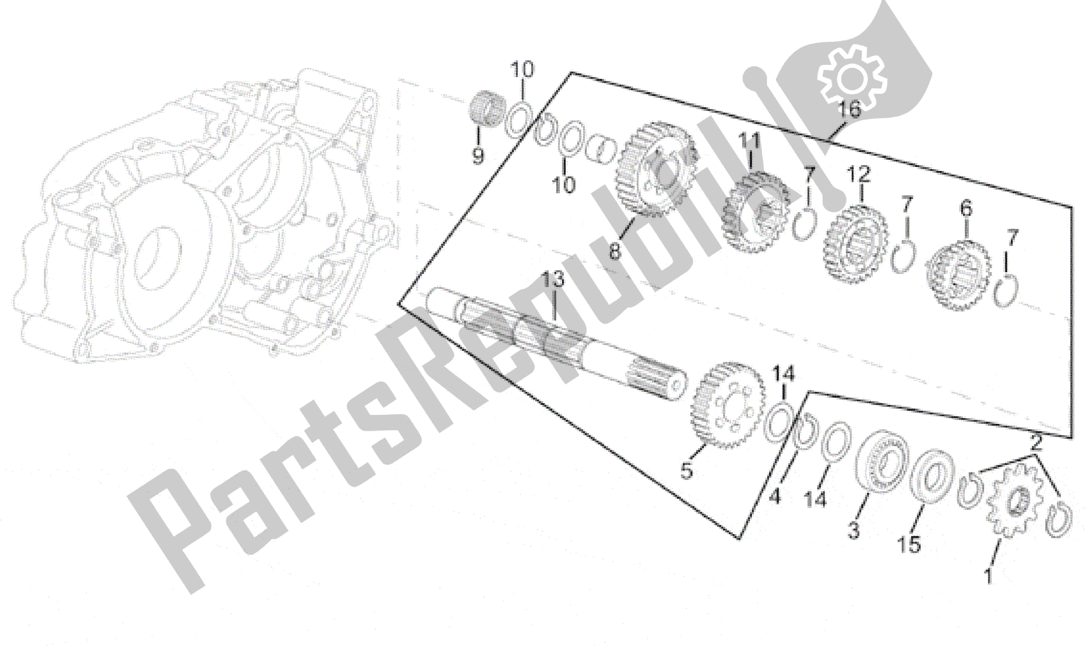 Toutes les pièces pour le Arbre De Transmission à 5 Vitesses du Aprilia AF1 50 1991