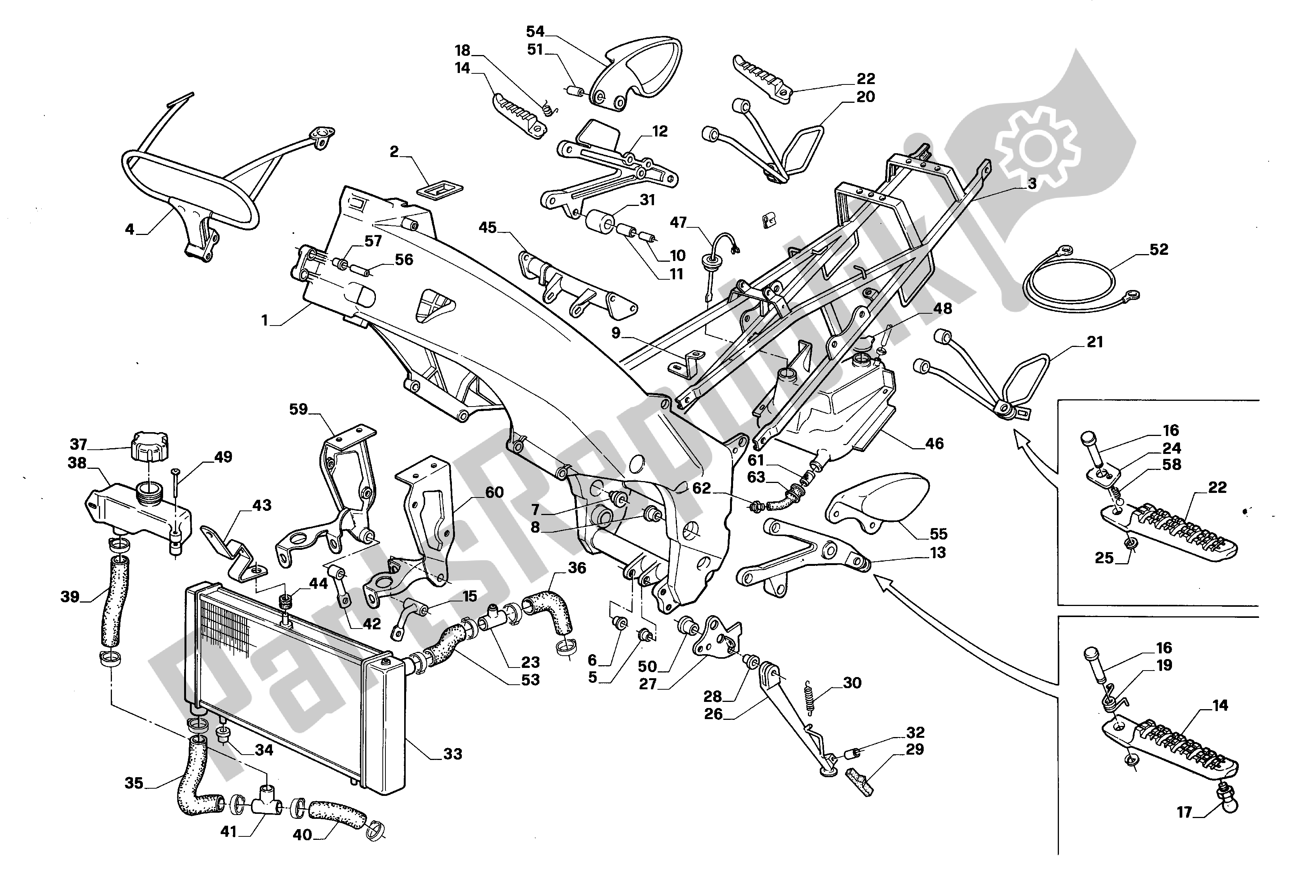 Alle onderdelen voor de Kader van de Aprilia RS 125 1992 - 1994