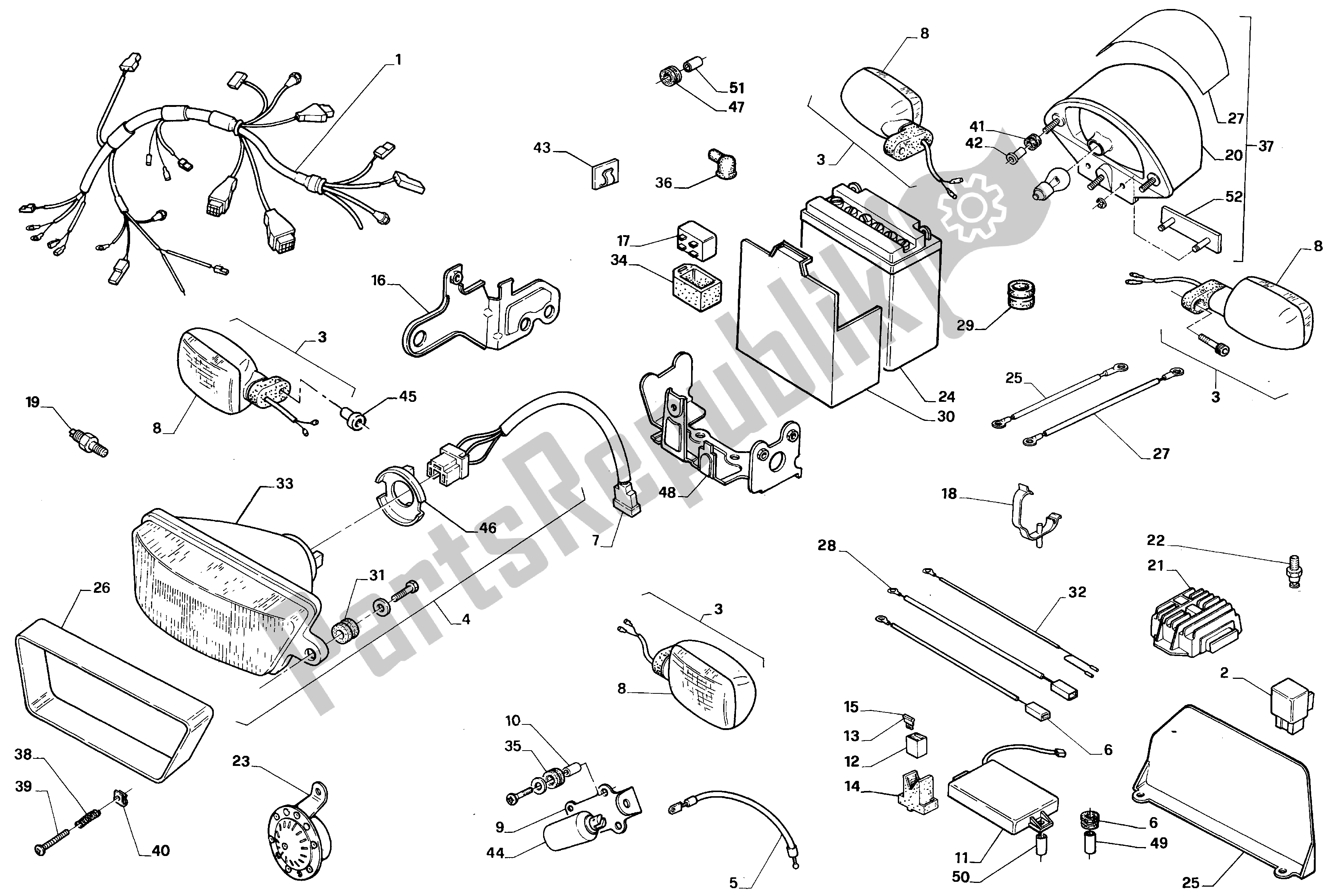 All parts for the Electrical System of the Aprilia RS 125 1992 - 1994