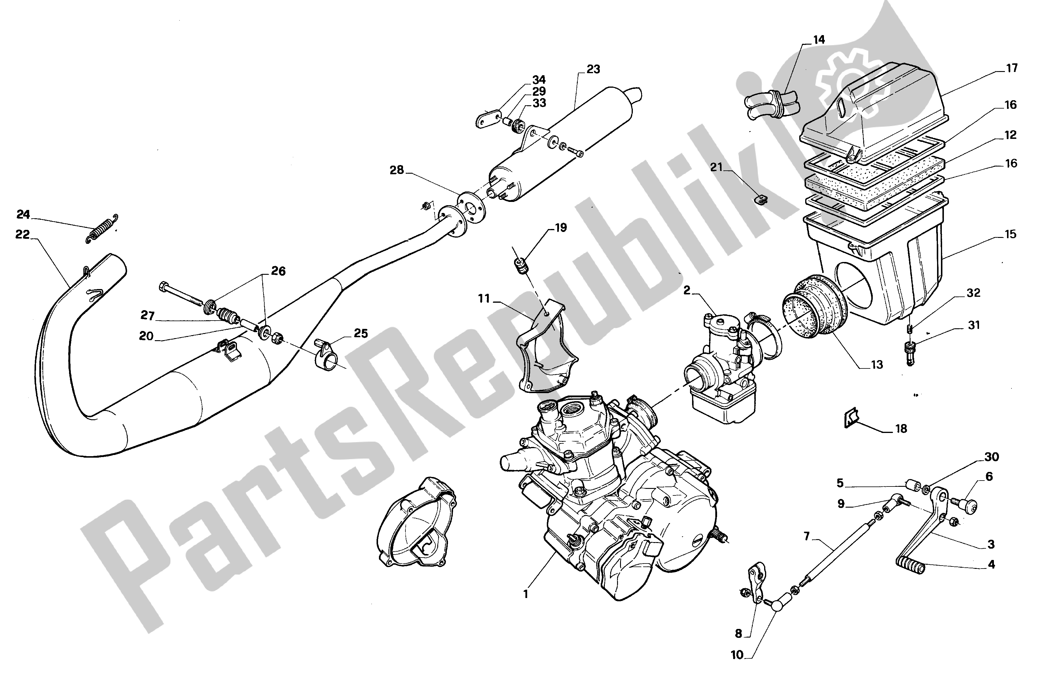 Todas las partes para Conjunto De Escape de Aprilia RS 125 1992 - 1994