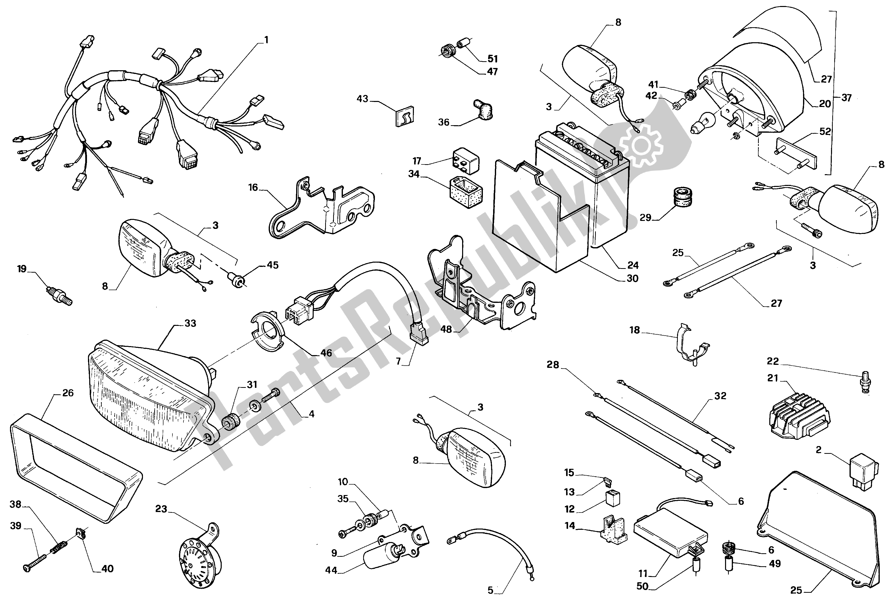 All parts for the Electrical System of the Aprilia RS 125 1992 - 1994