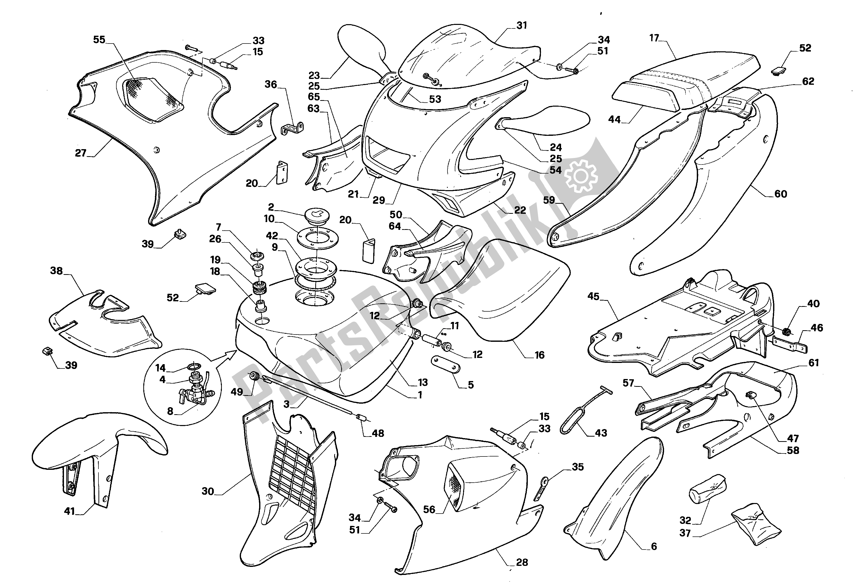 All parts for the Body of the Aprilia RS 125 1992 - 1994