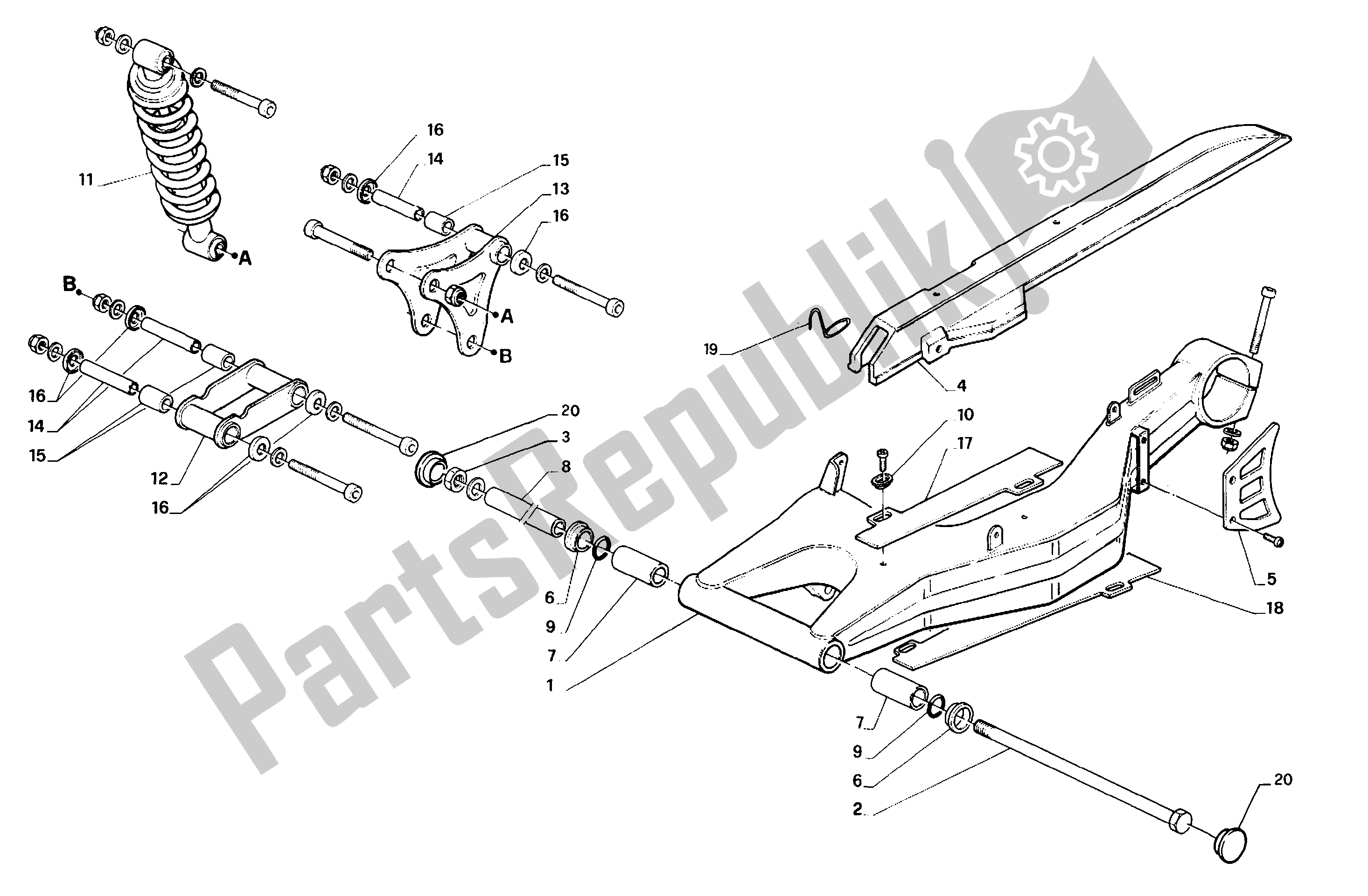 All parts for the Rear Fork And Suspension of the Aprilia AF1 50 1991 - 1992