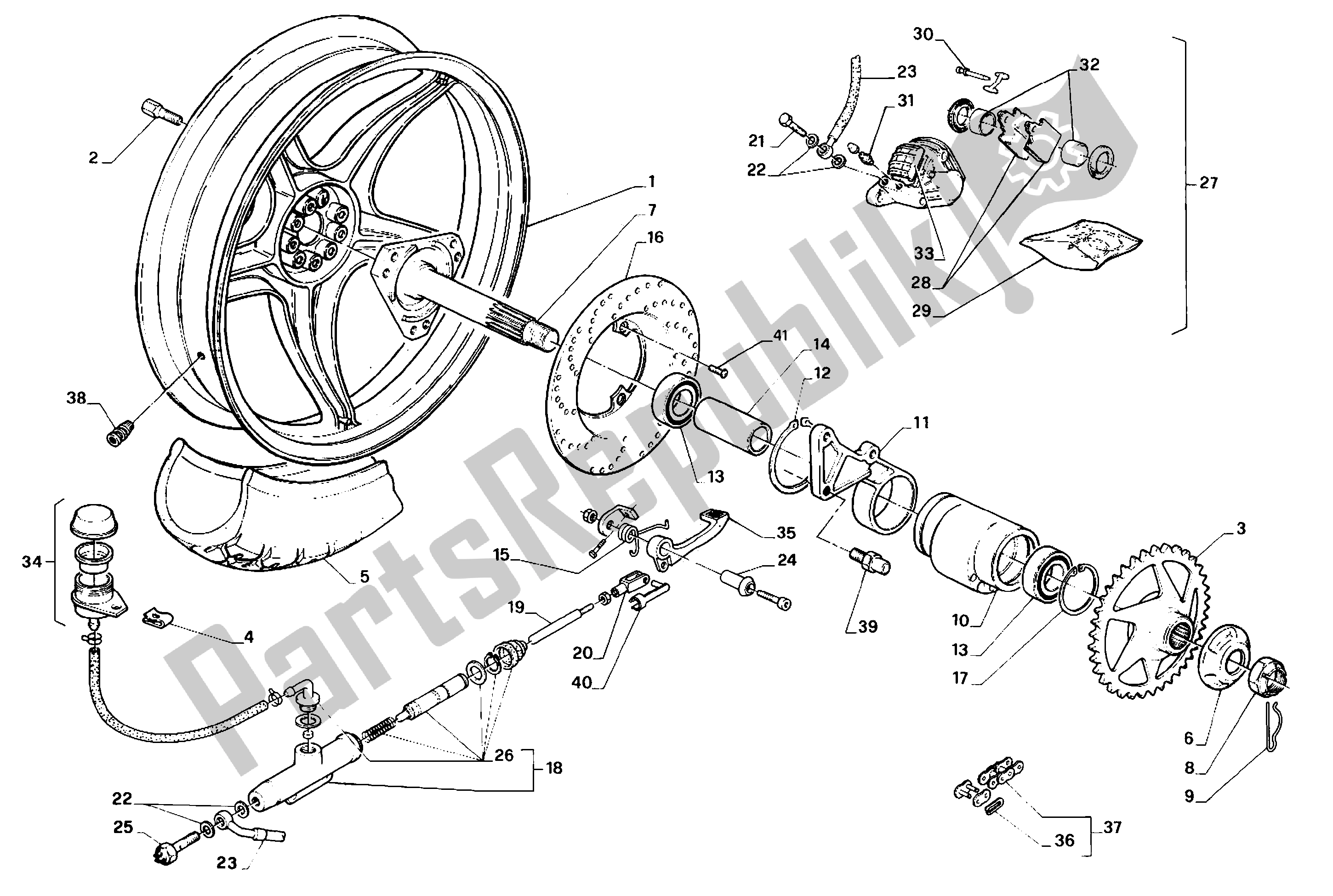 Toutes les pièces pour le Roue Arrière du Aprilia AF1 50 1991 - 1992