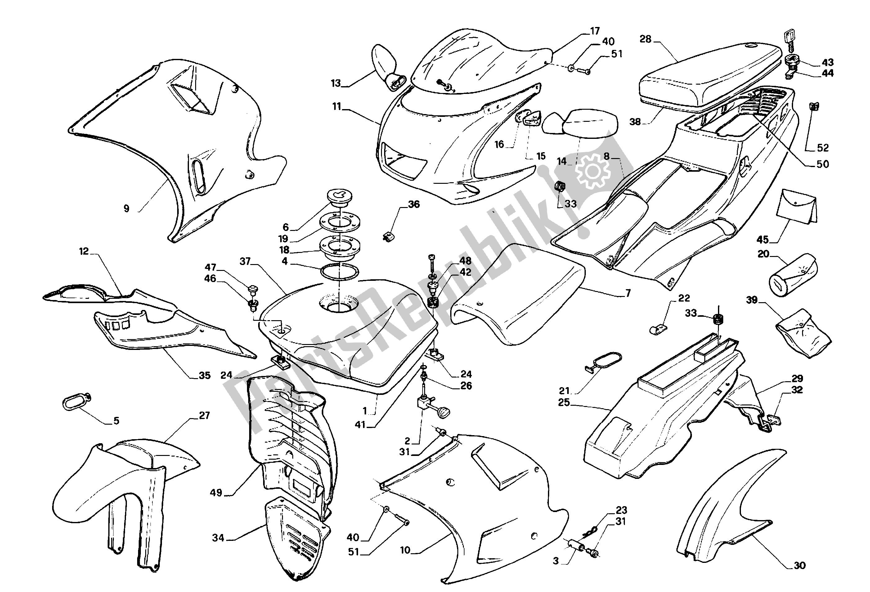 Todas as partes de Corpo do Aprilia AF1 50 1991 - 1992