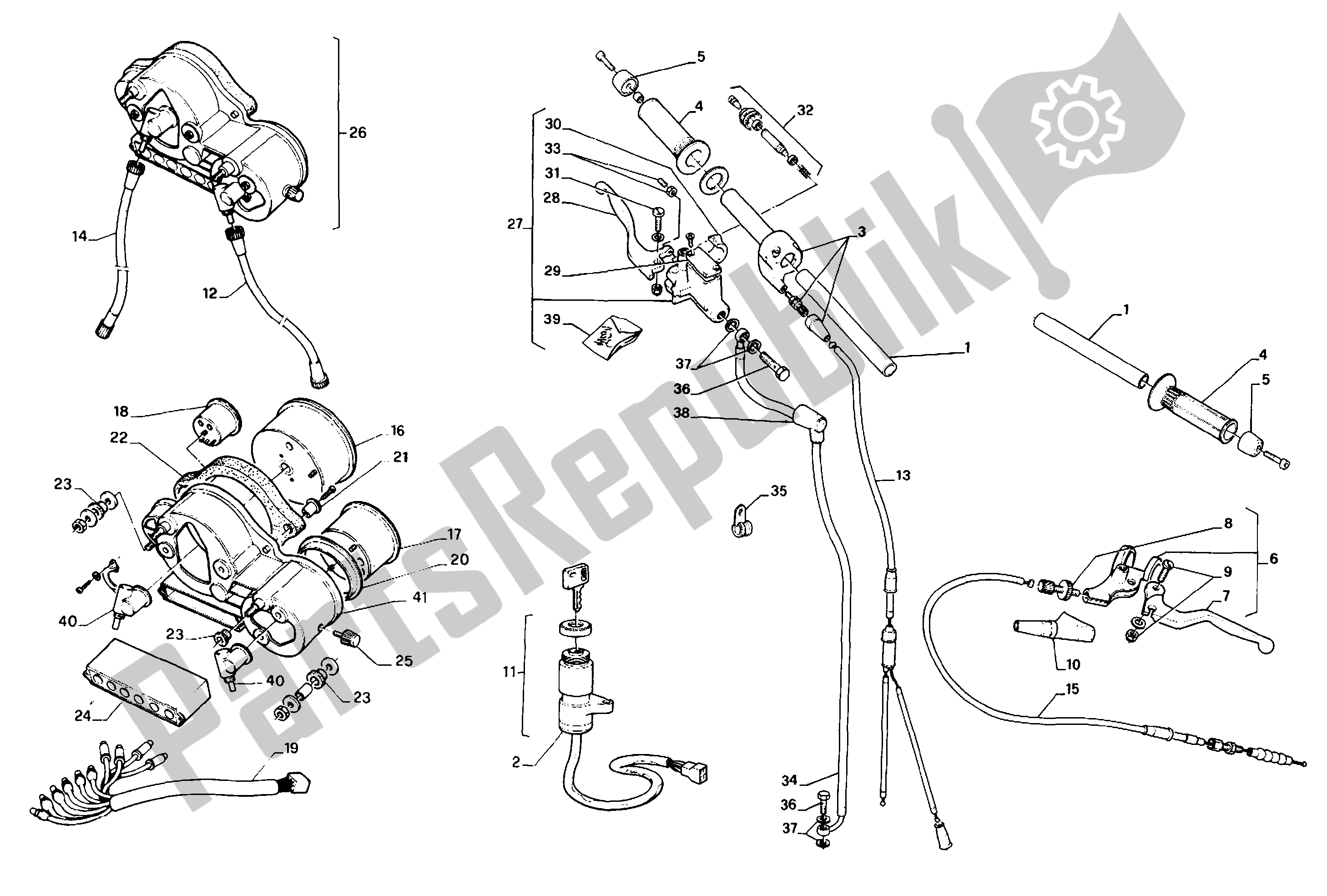 Todas as partes de Guidão E Comandos do Aprilia AF1 50 1991 - 1992