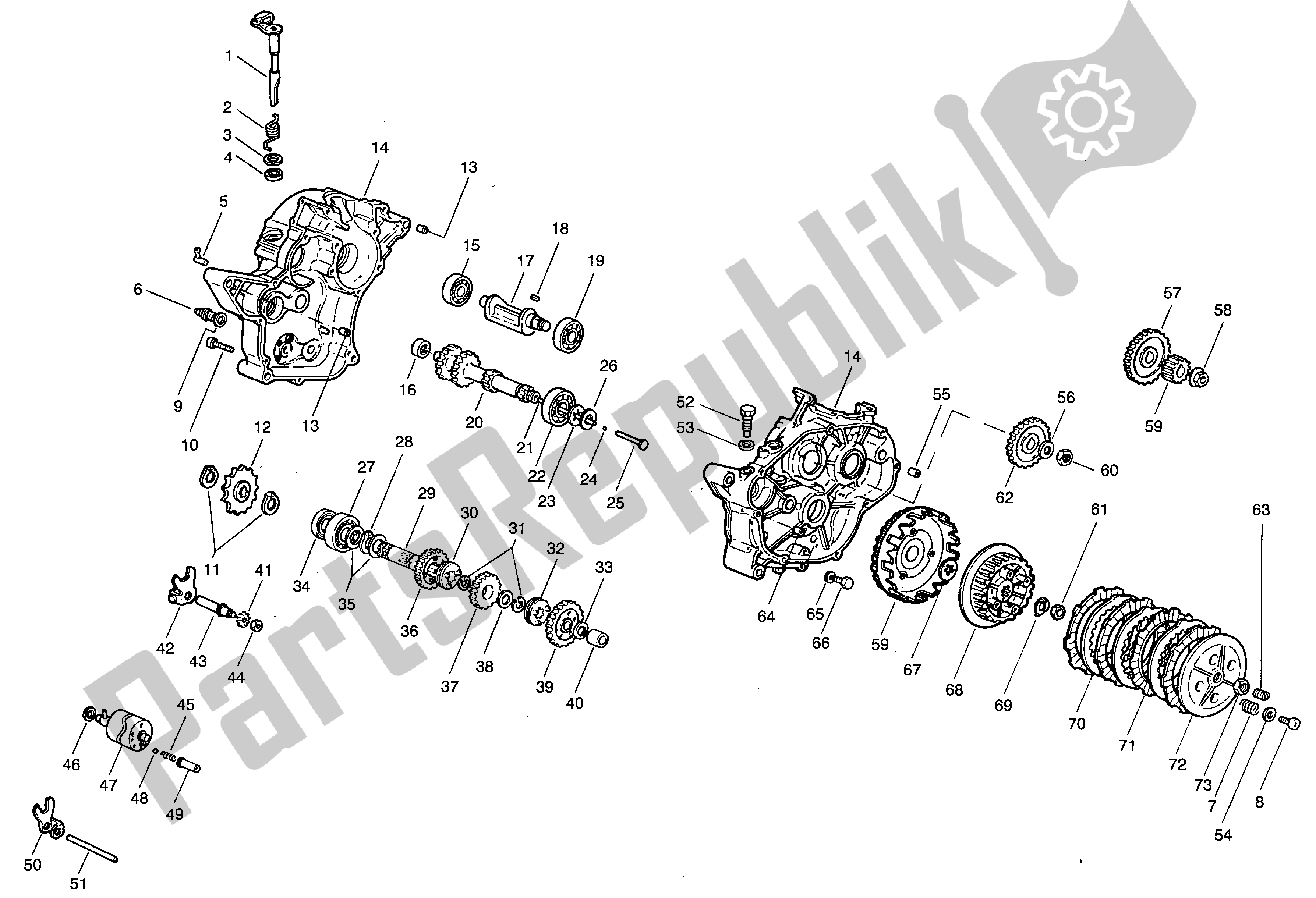 Toutes les pièces pour le Carter - Embrayage - Transmission du Aprilia AF1 50 1991 - 1992