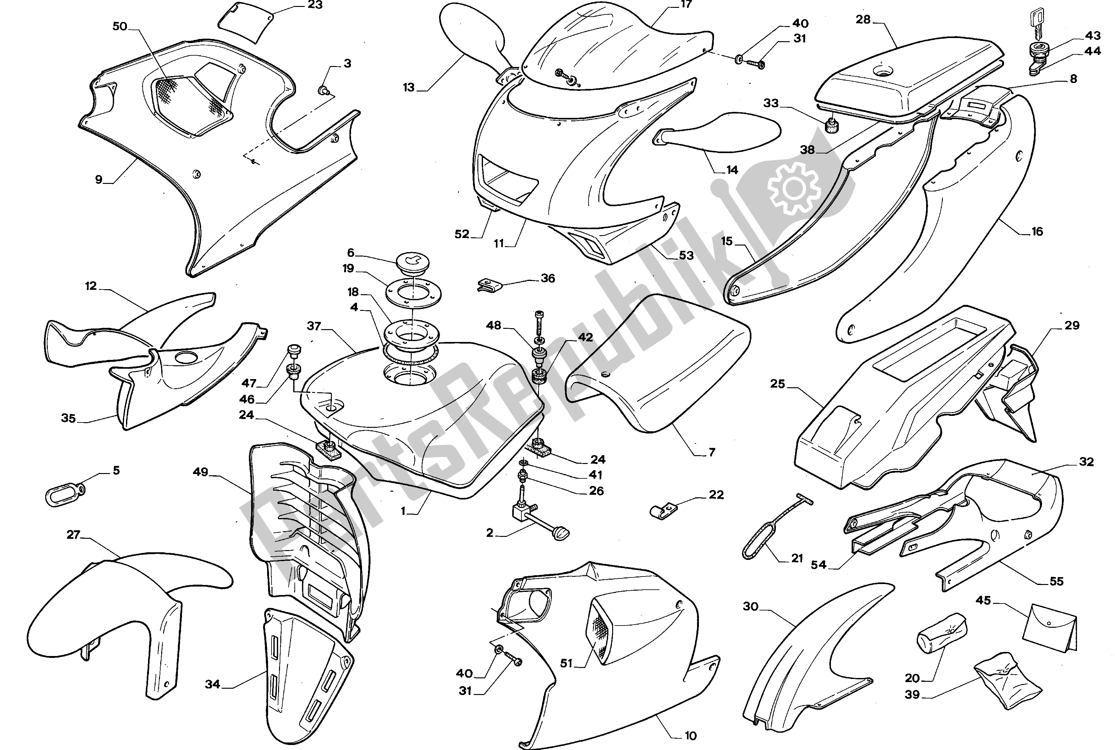 All parts for the Body of the Aprilia RS 50 1993