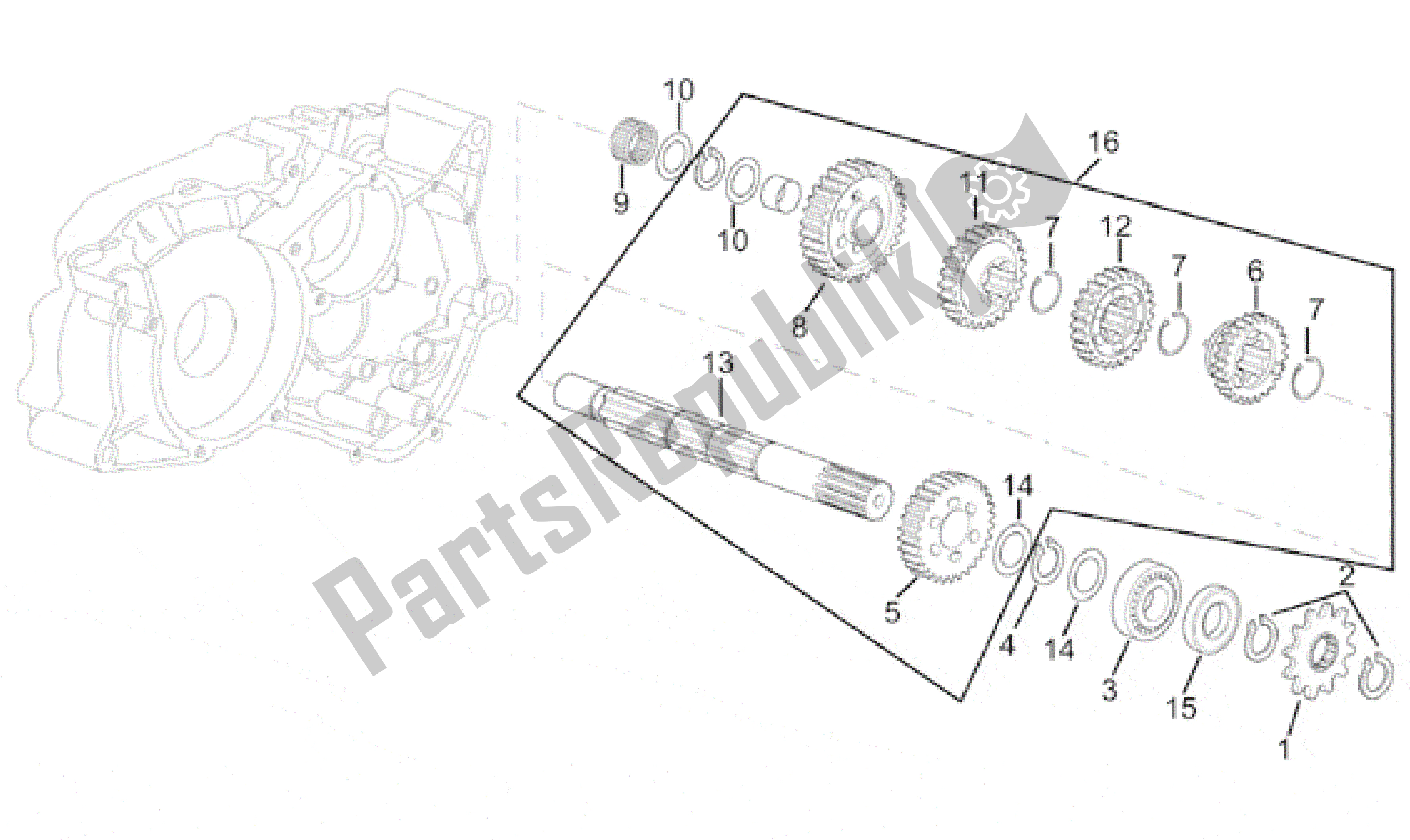 Toutes les pièces pour le Arbre De Transmission à 5 Vitesses du Aprilia RS 50 1993