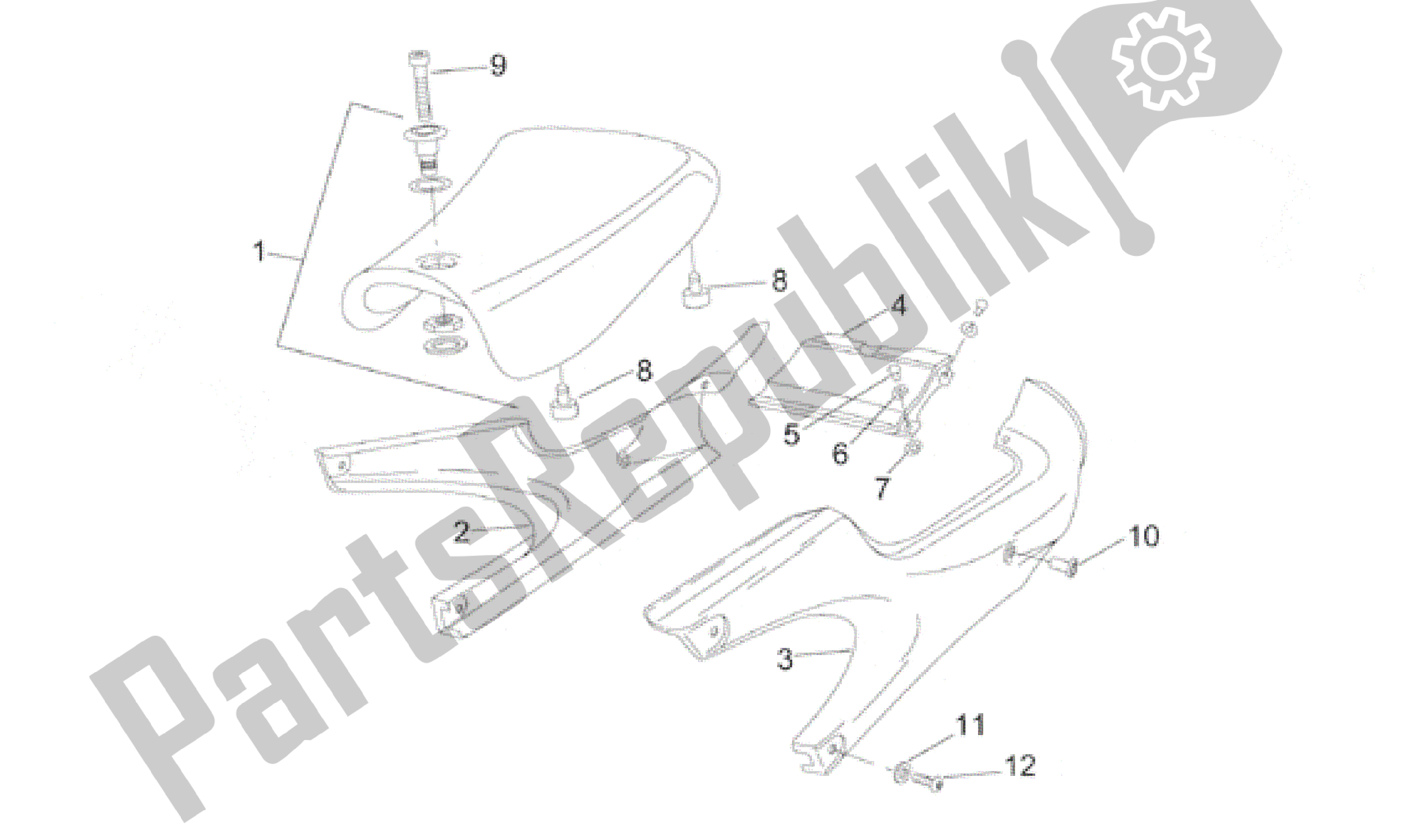 All parts for the Central Body Ii of the Aprilia RS 50 1996 - 1998