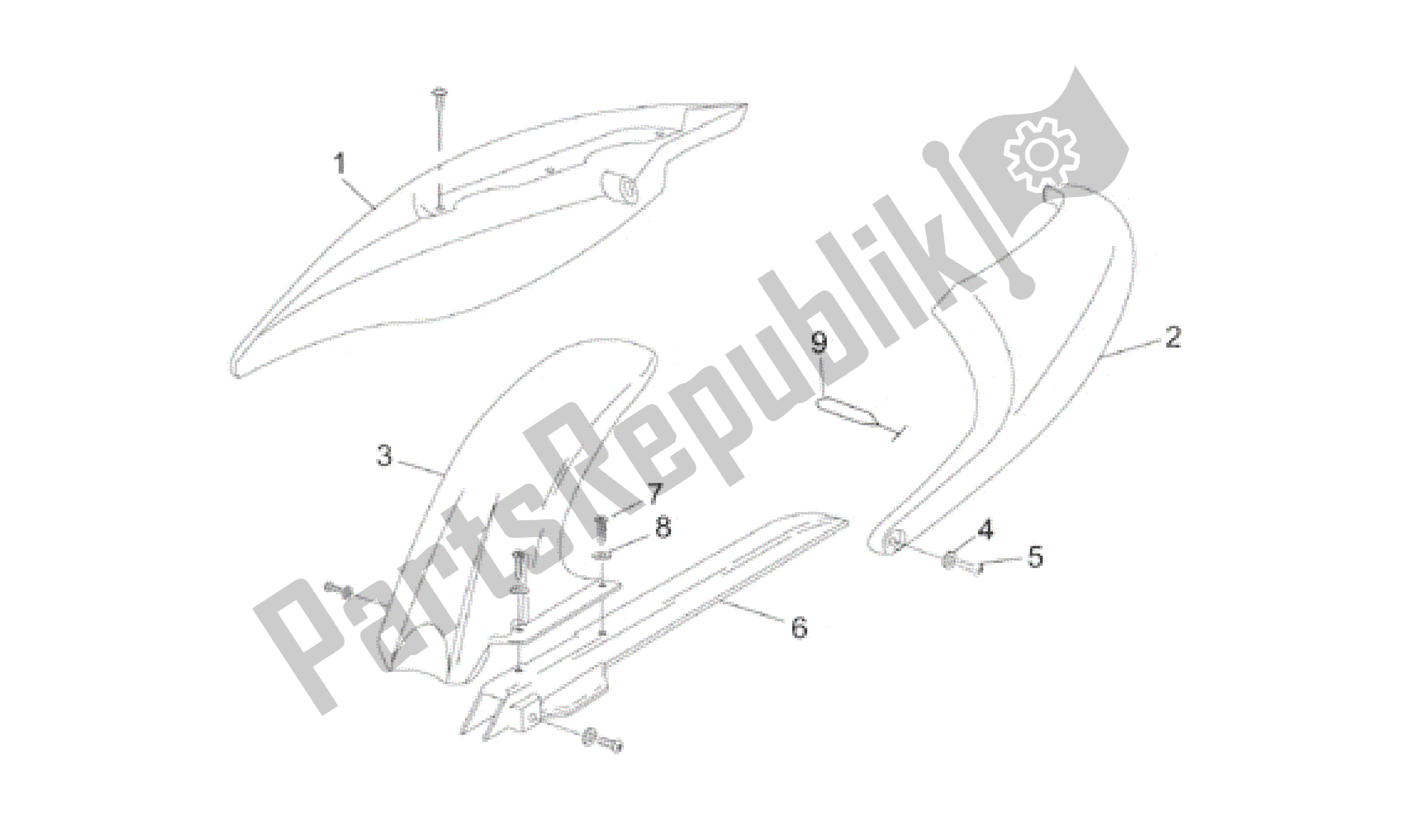 All parts for the Rear Body Iii of the Aprilia RS 50 1996 - 1998